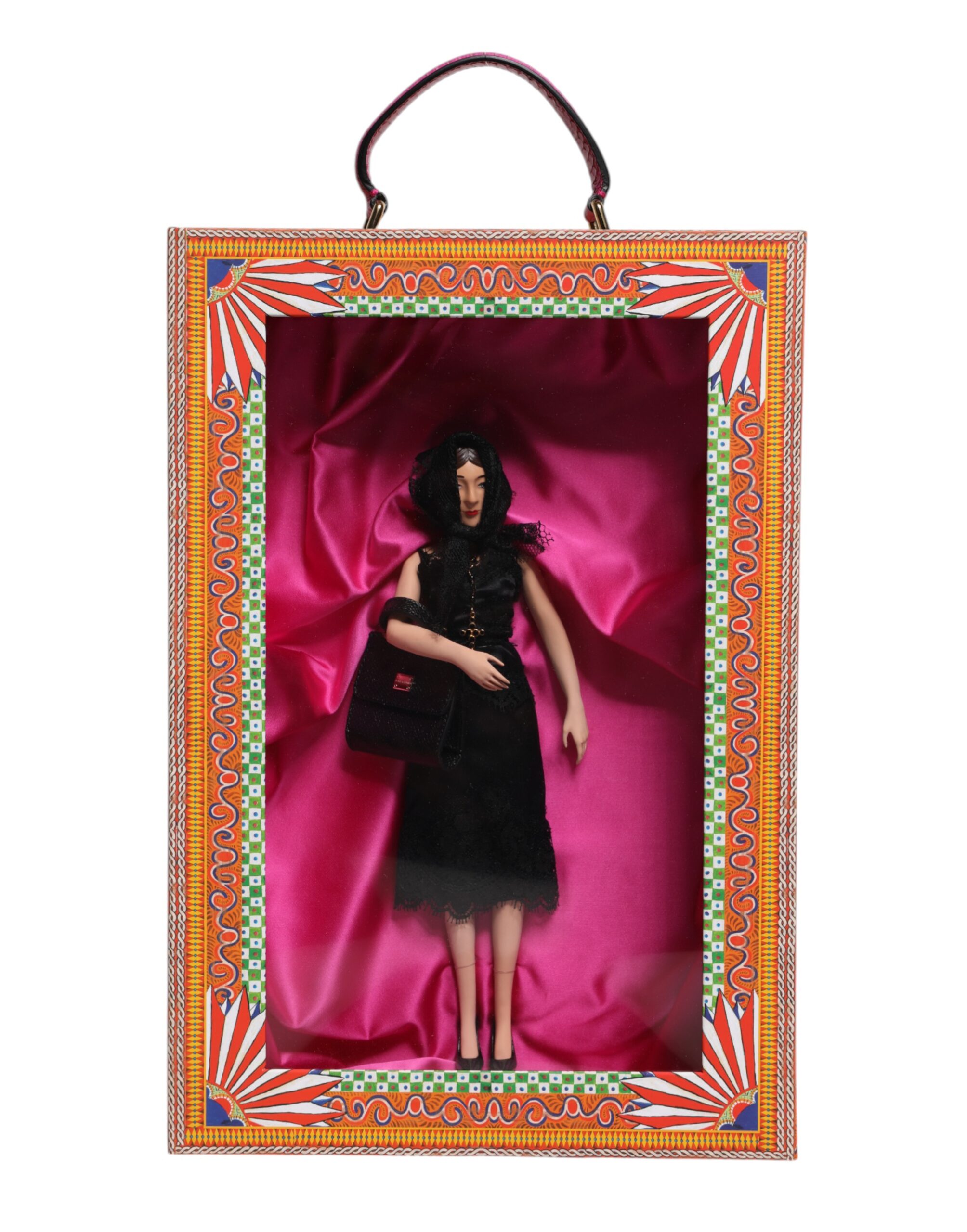 Dolce & Gabbana Schwarzes Kleid Keramik Porzellan Mode Leder Sizilien Puppen