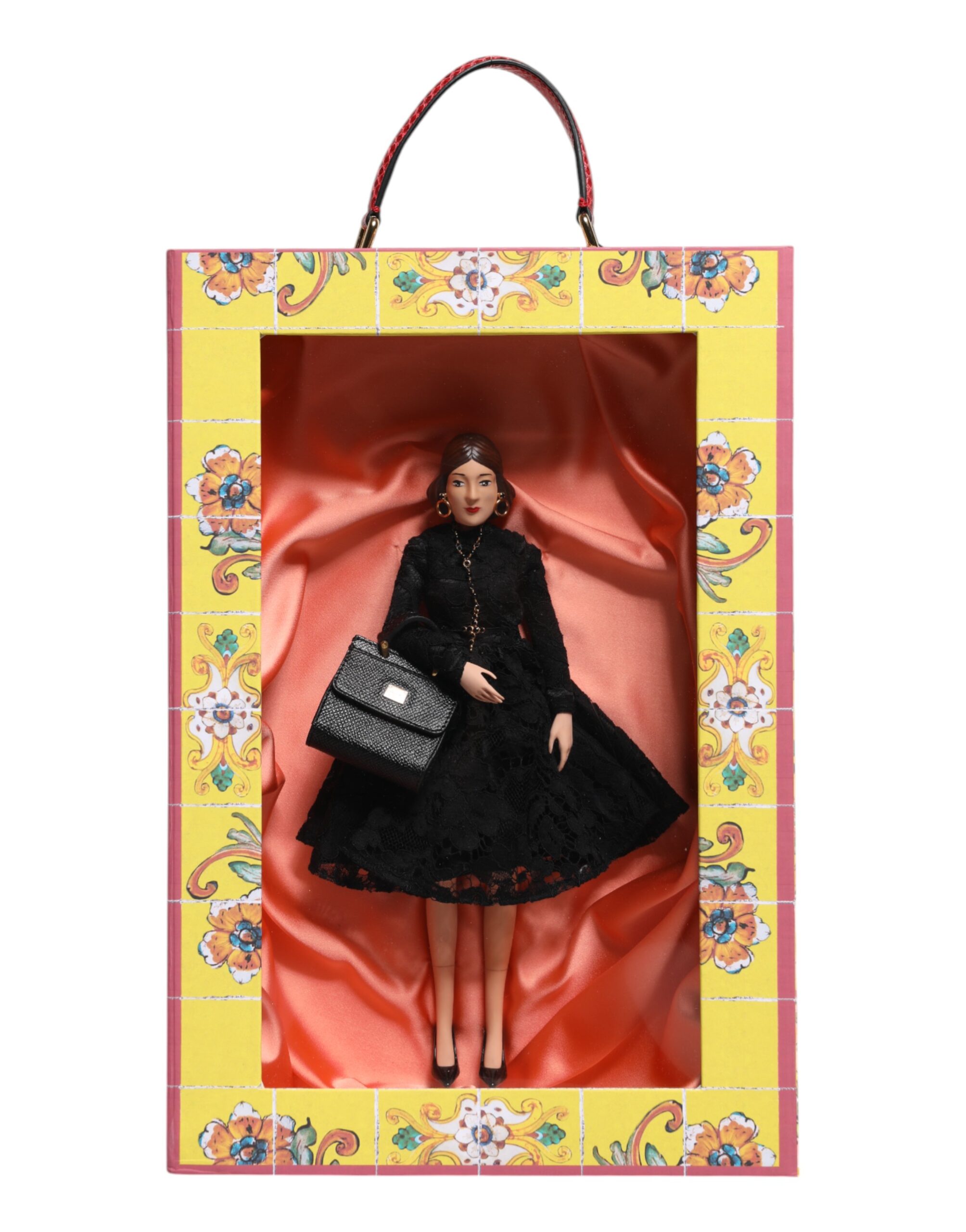 Dolce & Gabbana Schwarzes Kleid Keramik Porzellan Mode Leder Sizilien Puppen