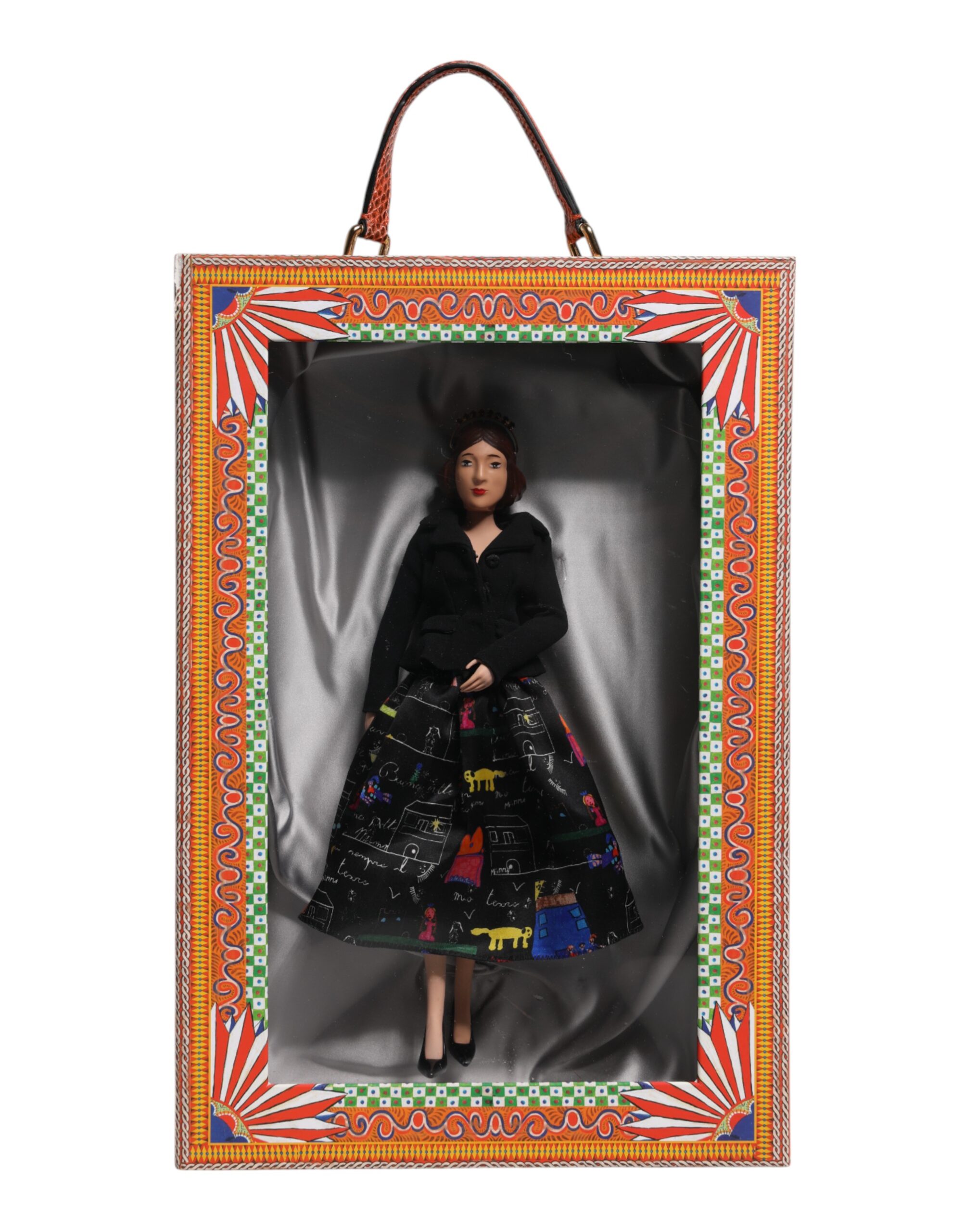 Dolce & Gabbana Schwarzes Kleid Keramik Porzellan Mode Leder Sizilien Puppen