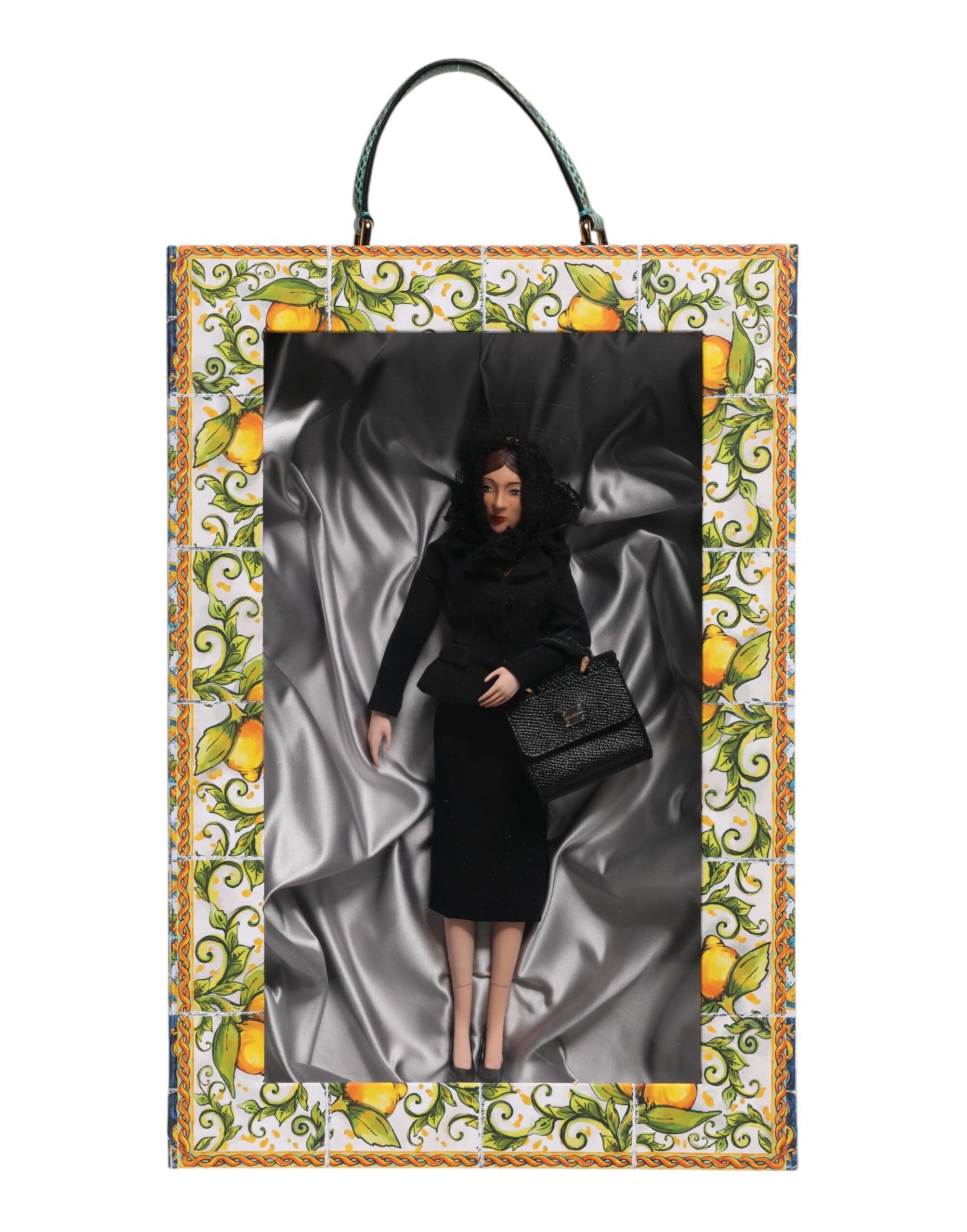 Dolce & Gabbana Schwarzes Kleid Keramik Porzellan Mode Leder Sizilien Puppen