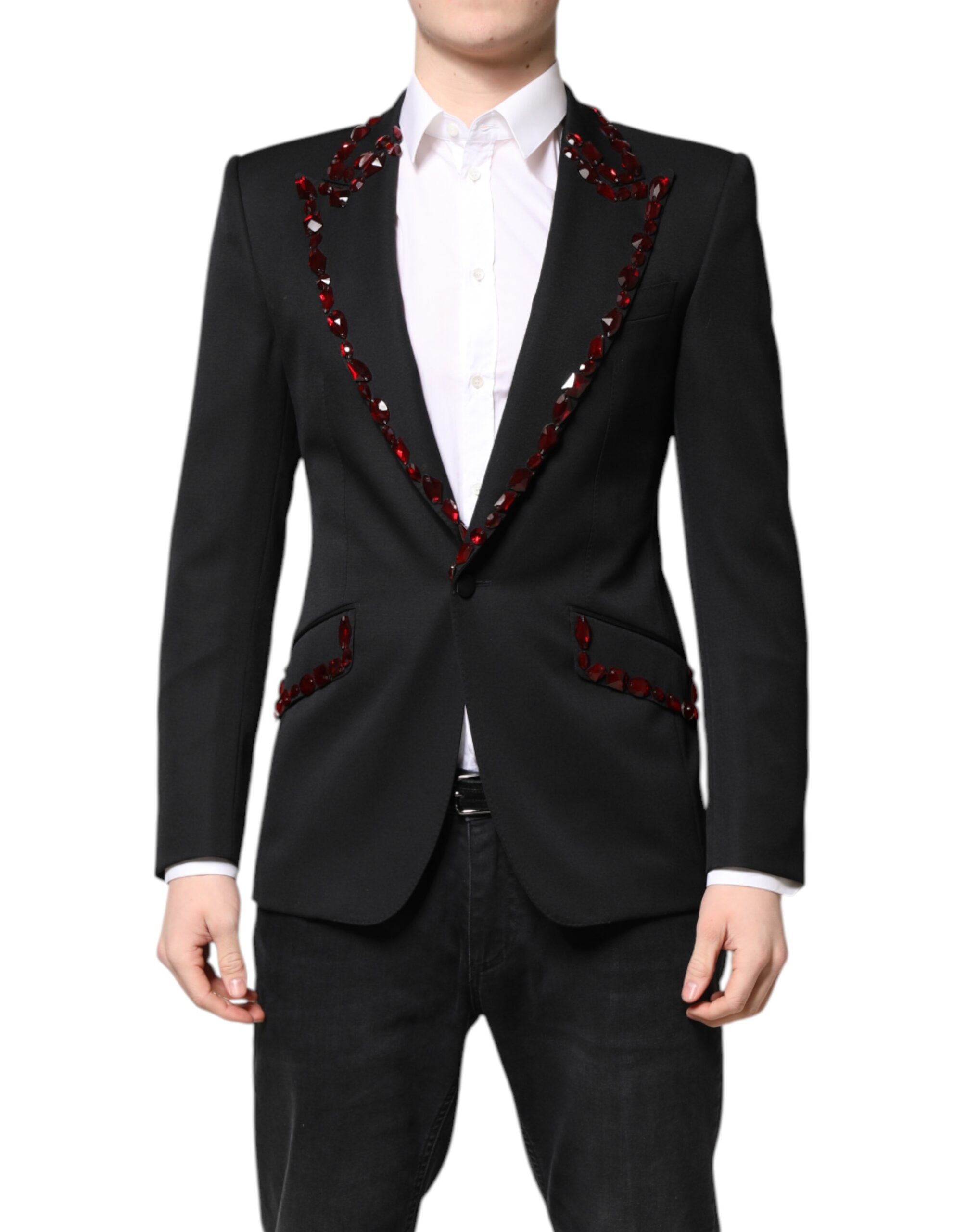 Dolce & Gabbana Schwarzer SICILIA CrystalEmbellished Mantel Blazer