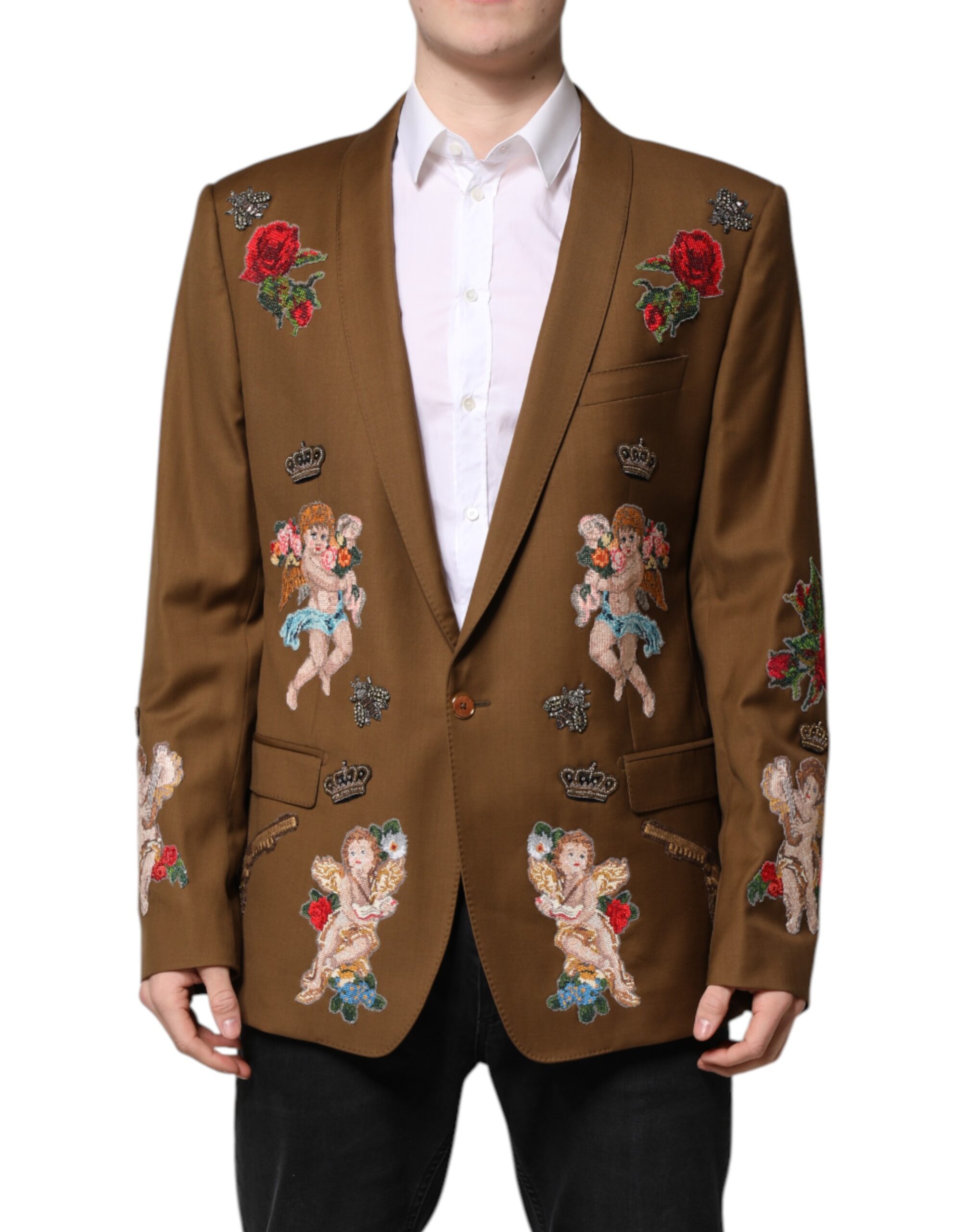 Dolce & Gabbana Brauner MARTINI Einreihiger Mantel Blazer