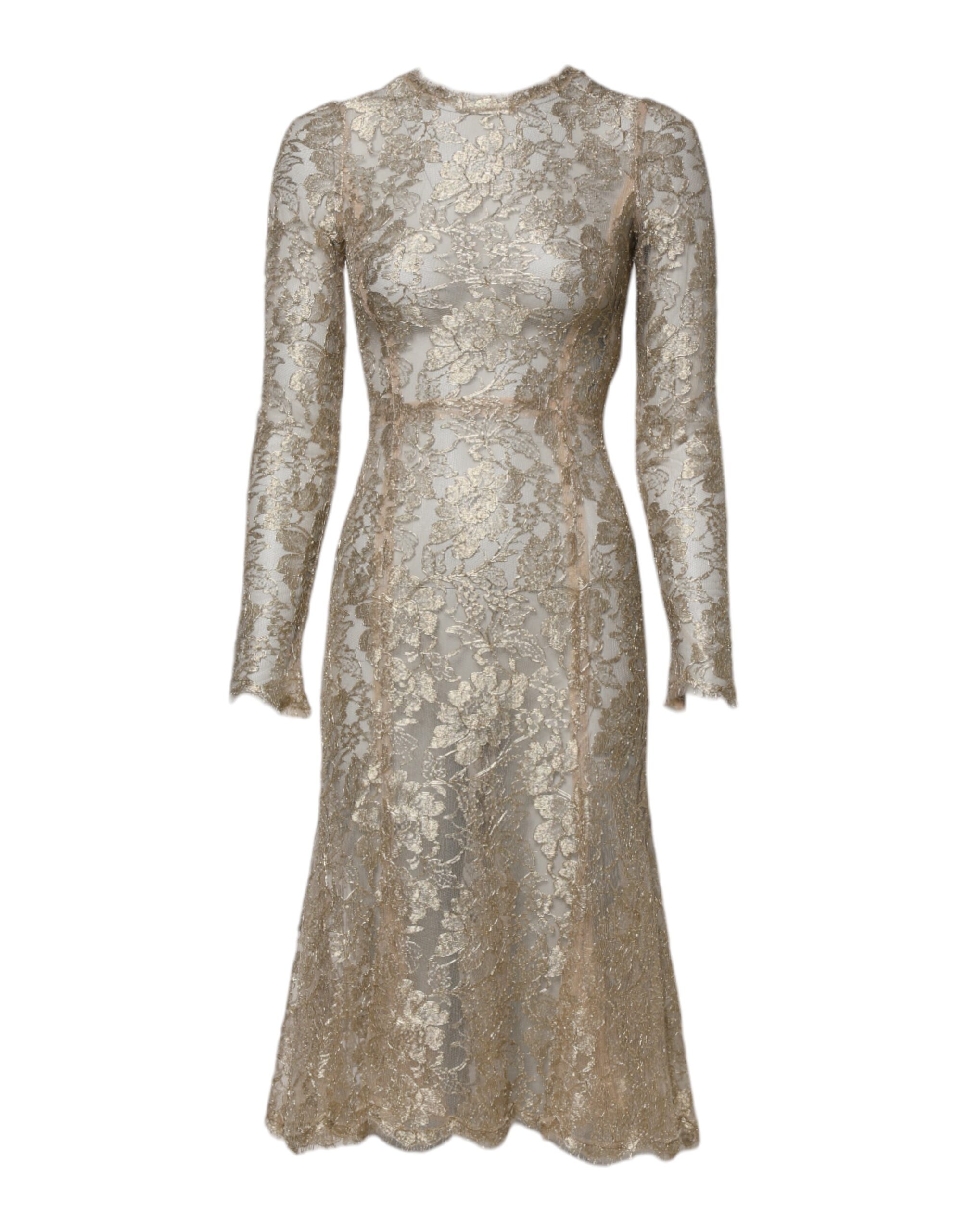 Dolce & Gabbana Gold Floral Spitze Lange Ärmel Fit &amp