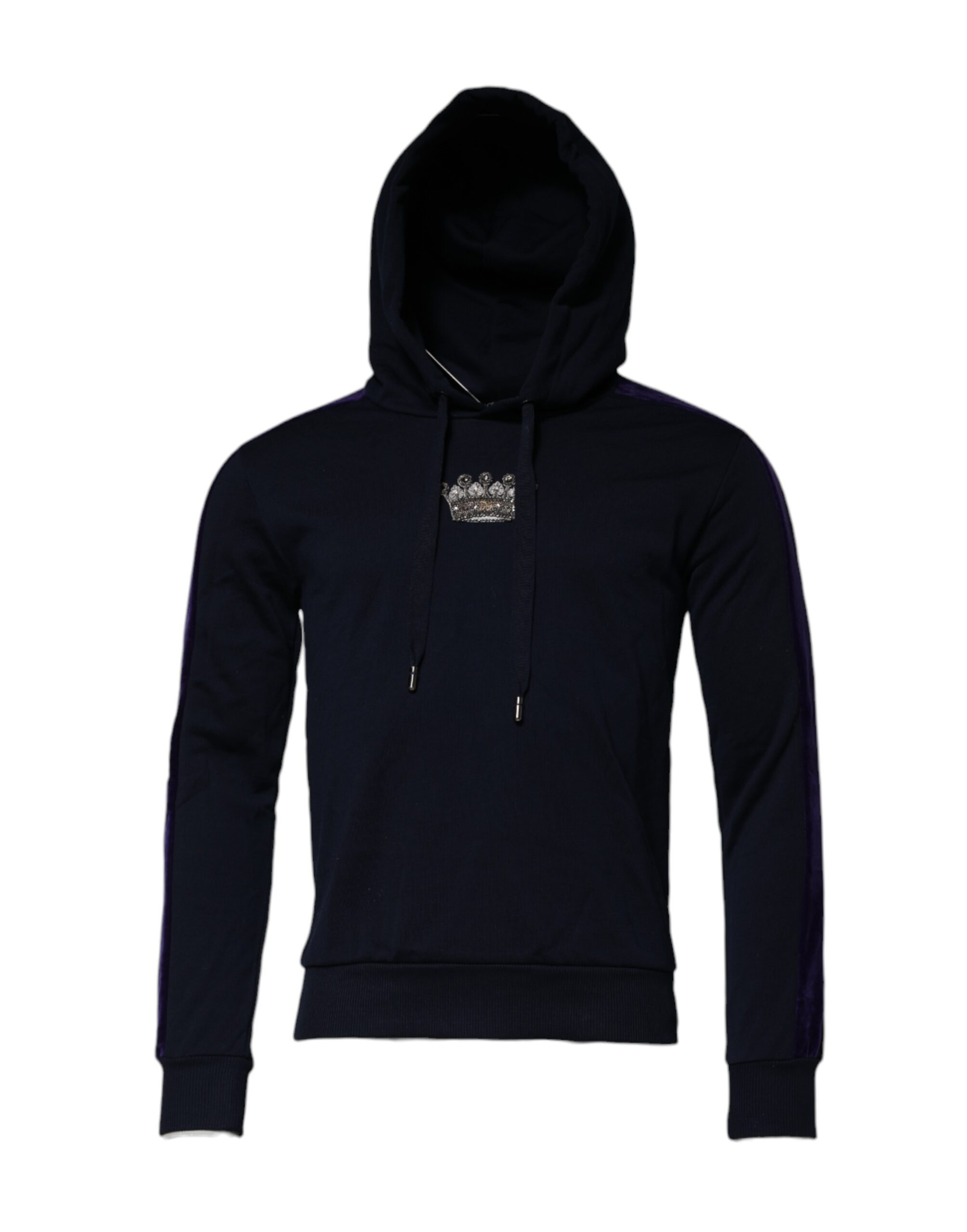 Dolce & Gabbana Schwarzes Crown Baumwoll-Sweatshirt mit Kapuze Pullover