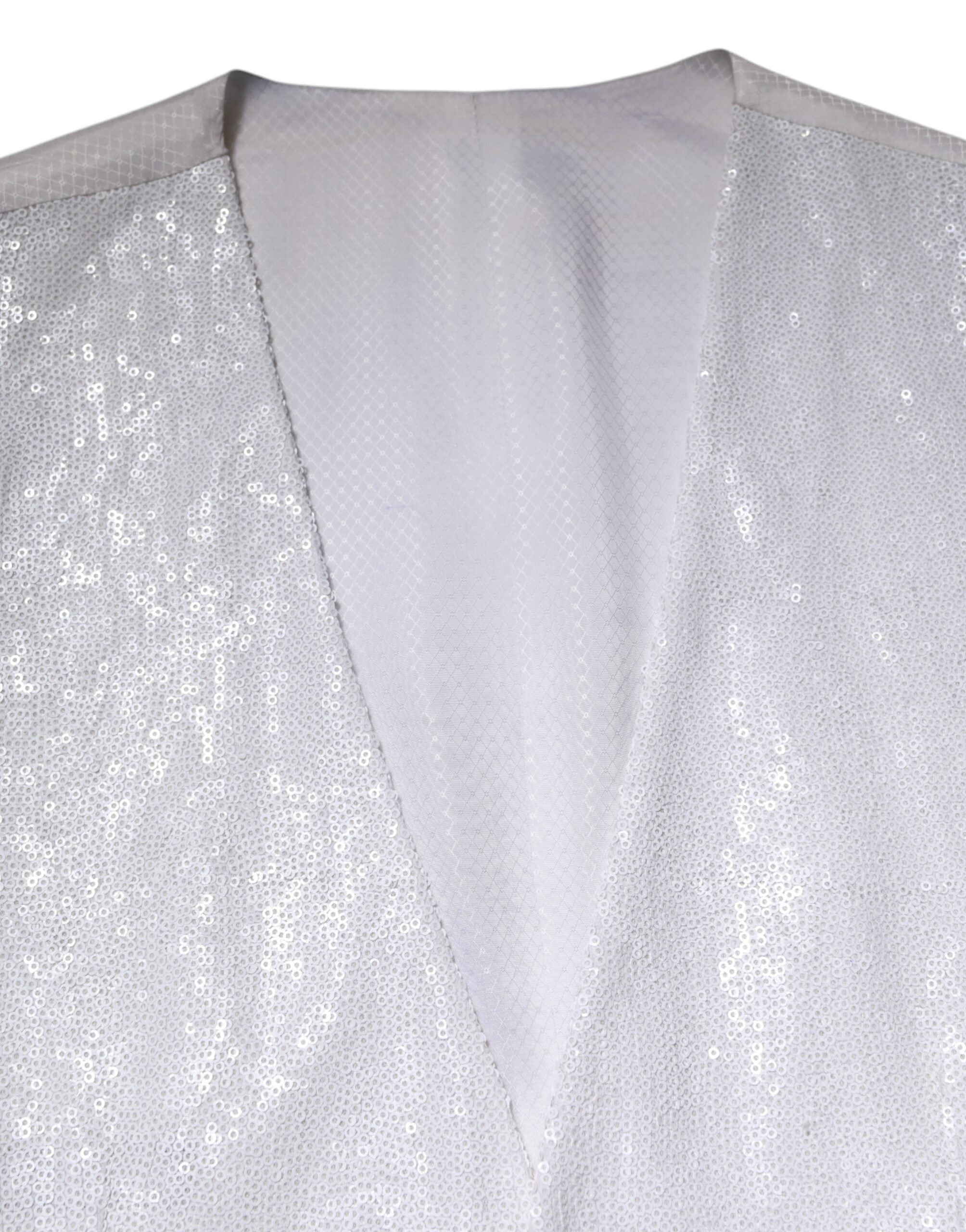 Dolce & Gabbana Weißes Paillettenkleid Formelle Weste Weste – Bild 5