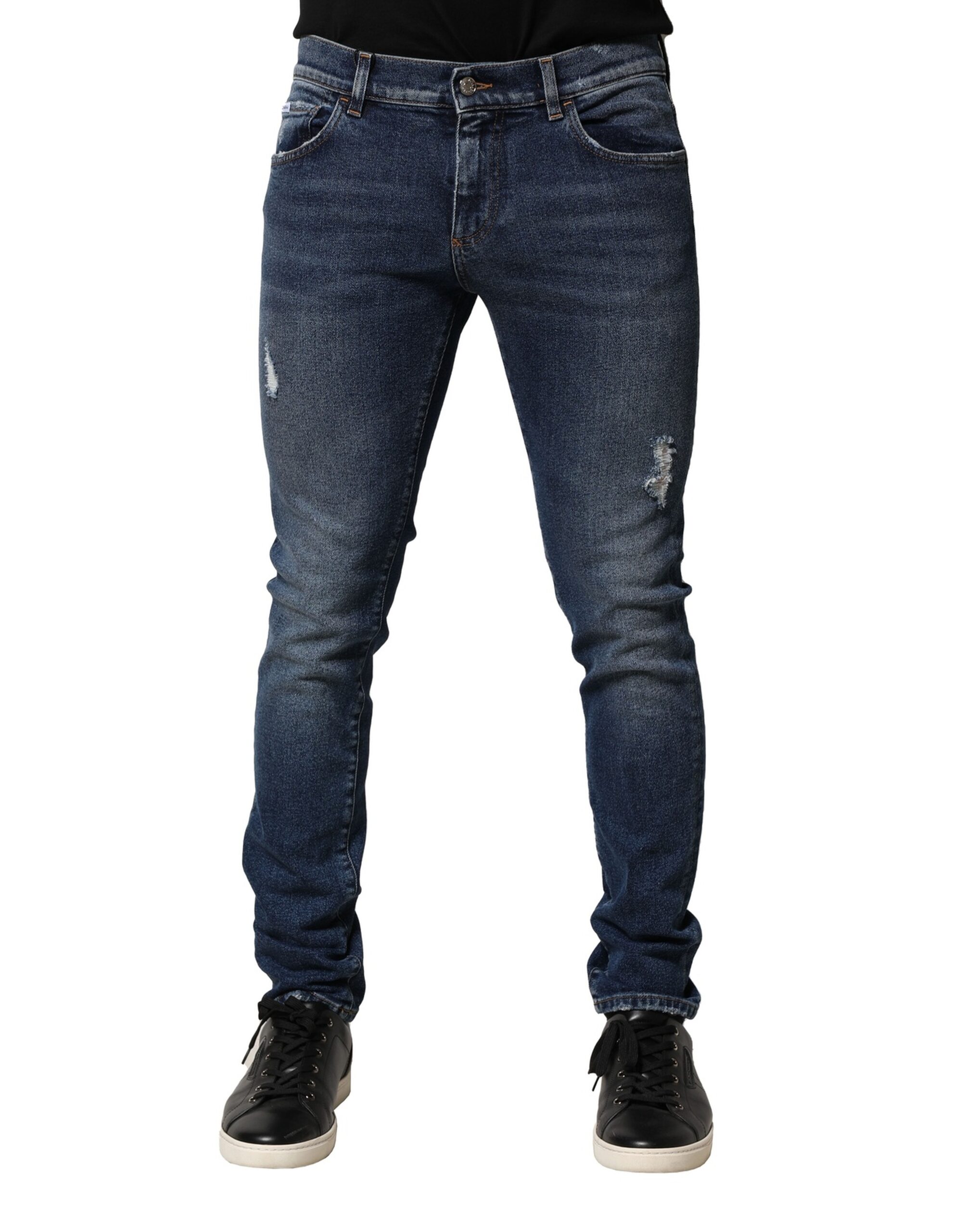 Dolce & Gabbana Blau gewaschene Skinny Denim Jeans aus Baumwolle