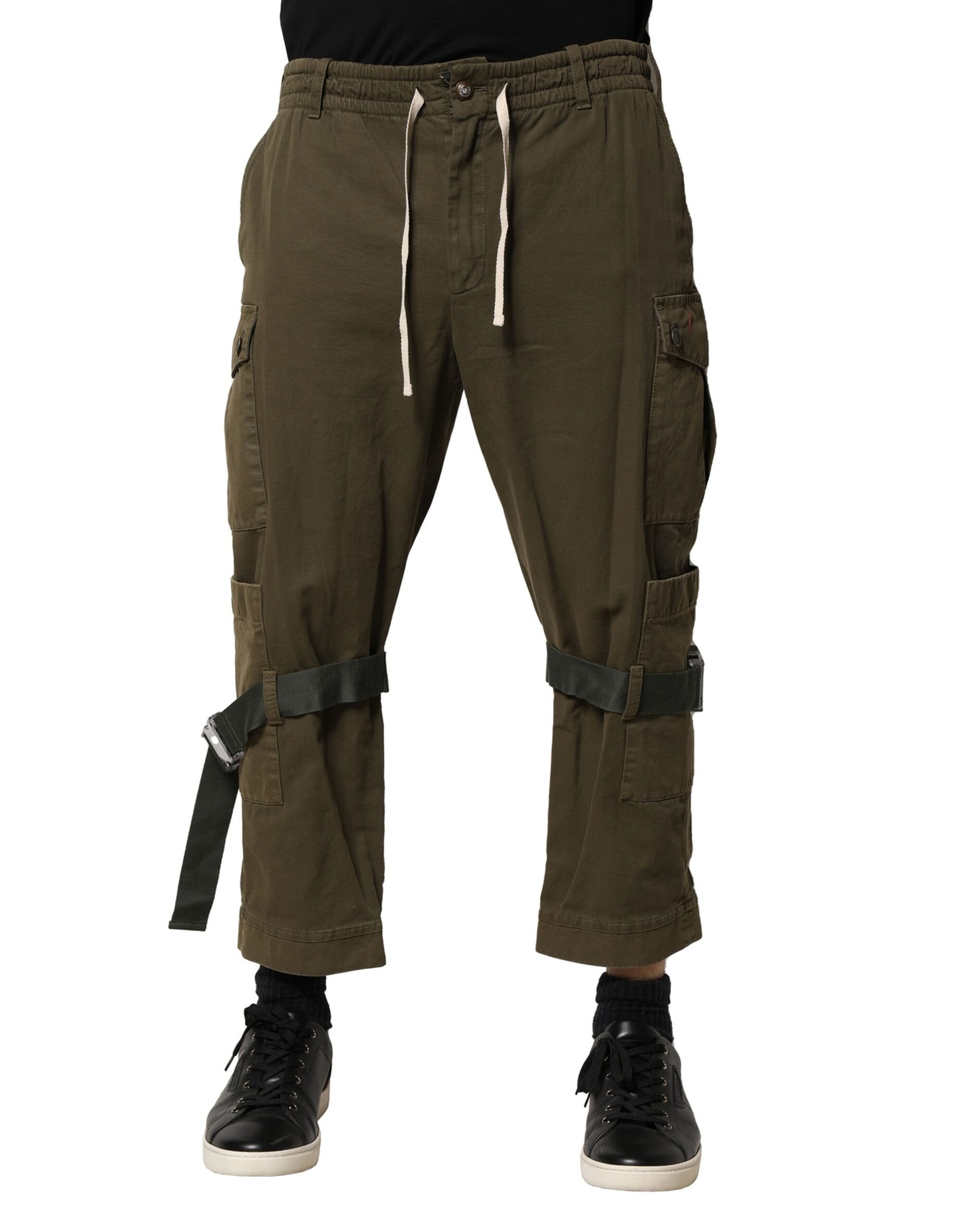 Dolce & Gabbana Braune Baumwoll-Cargo-Hose mit Kordelzug