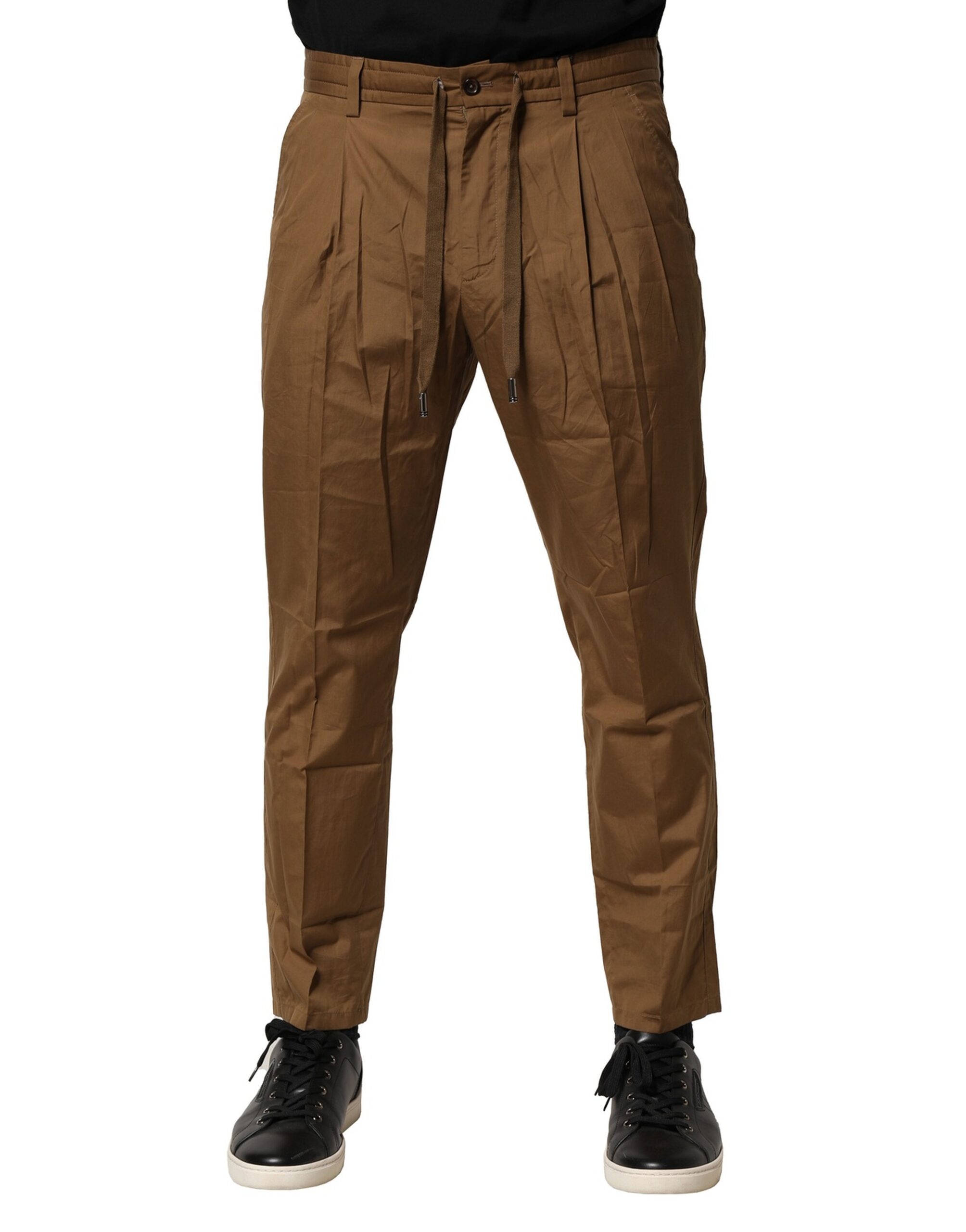 Dolce & Gabbana Braun Baumwolle Chino Mid Taille Männer Hosen