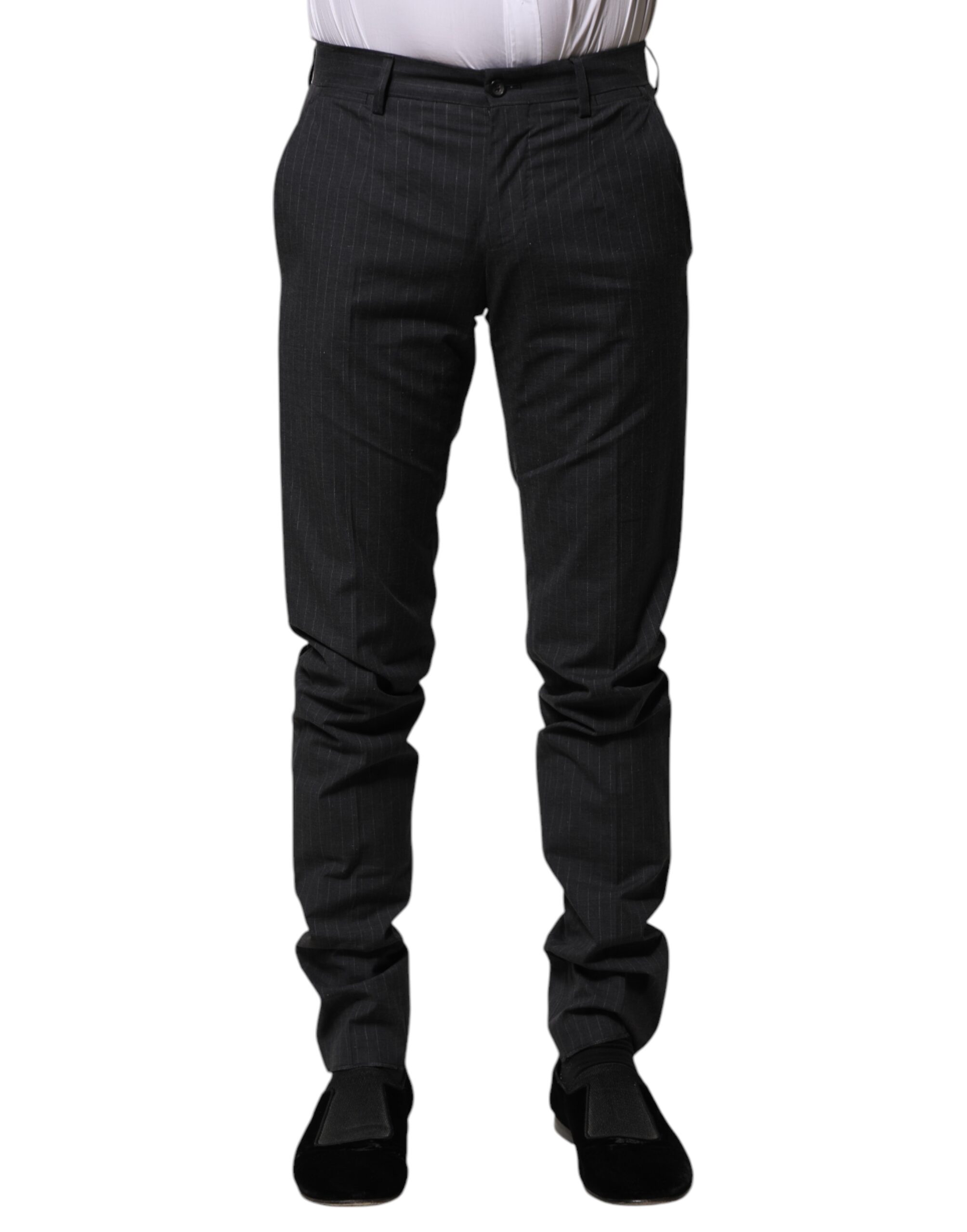 Dolce & Gabbana Graue gestreifte formelle Hose aus Baumwolle