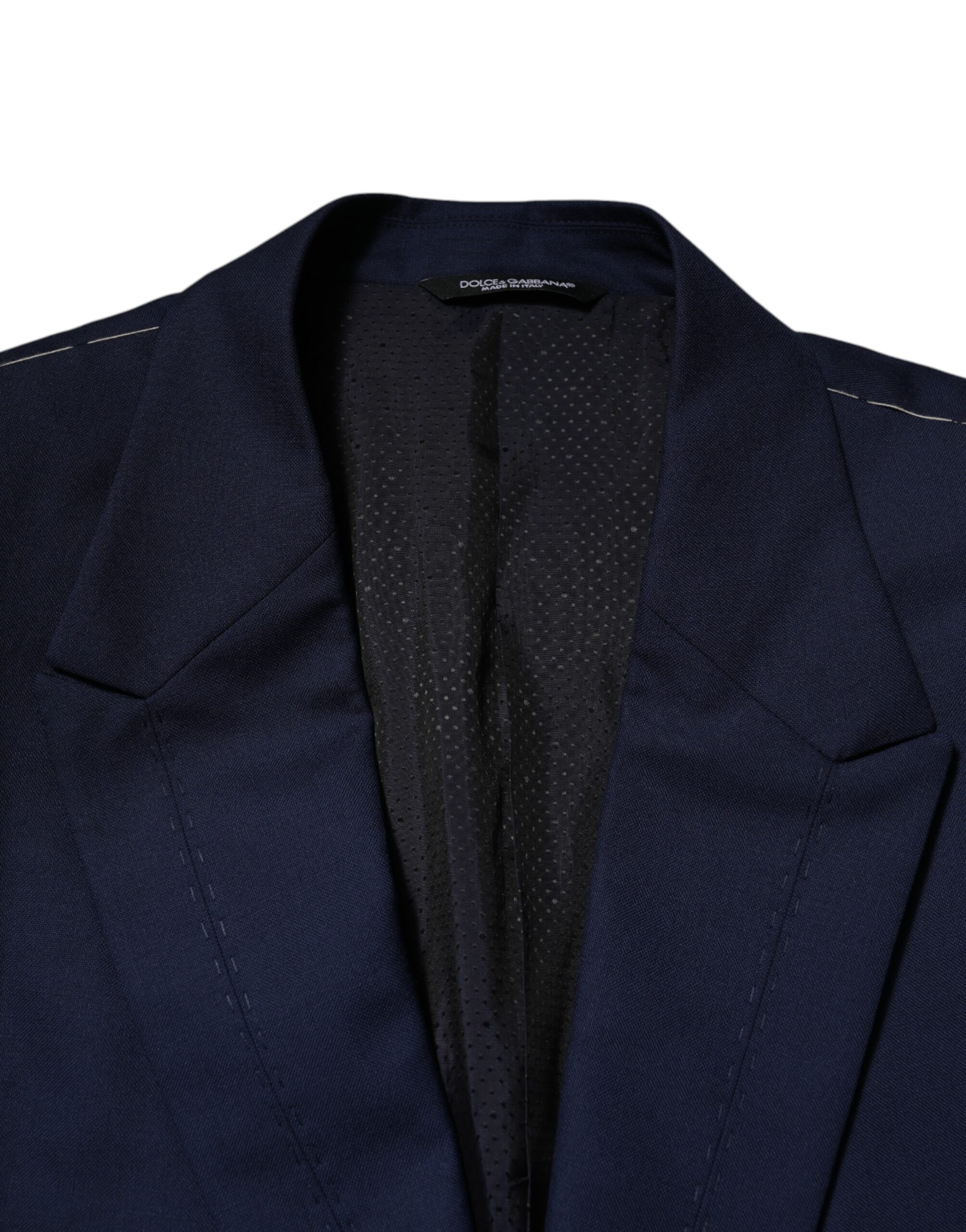 Dolce & Gabbana Blauer Wollmantel einreihig Anzug Blazer – Bild 5