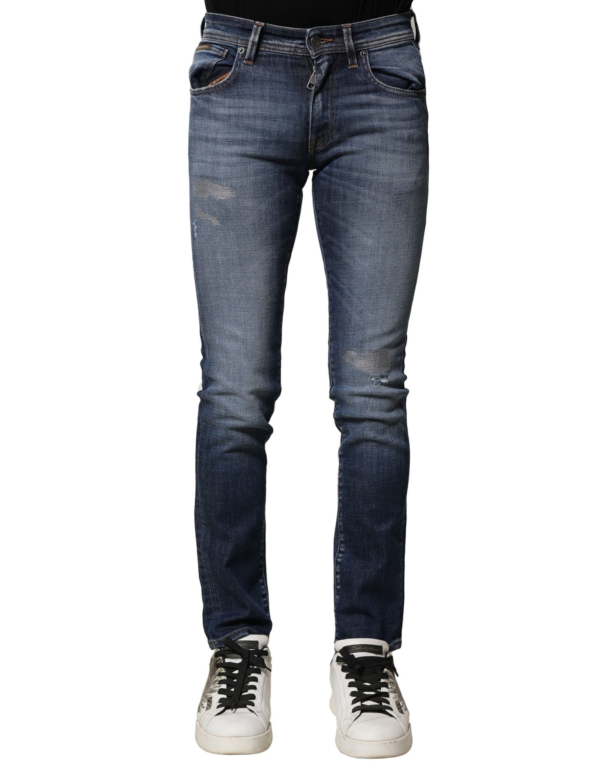 Dolce & Gabbana Blau gewaschene Baumwolle Slim Fit Herren Denim Jeans