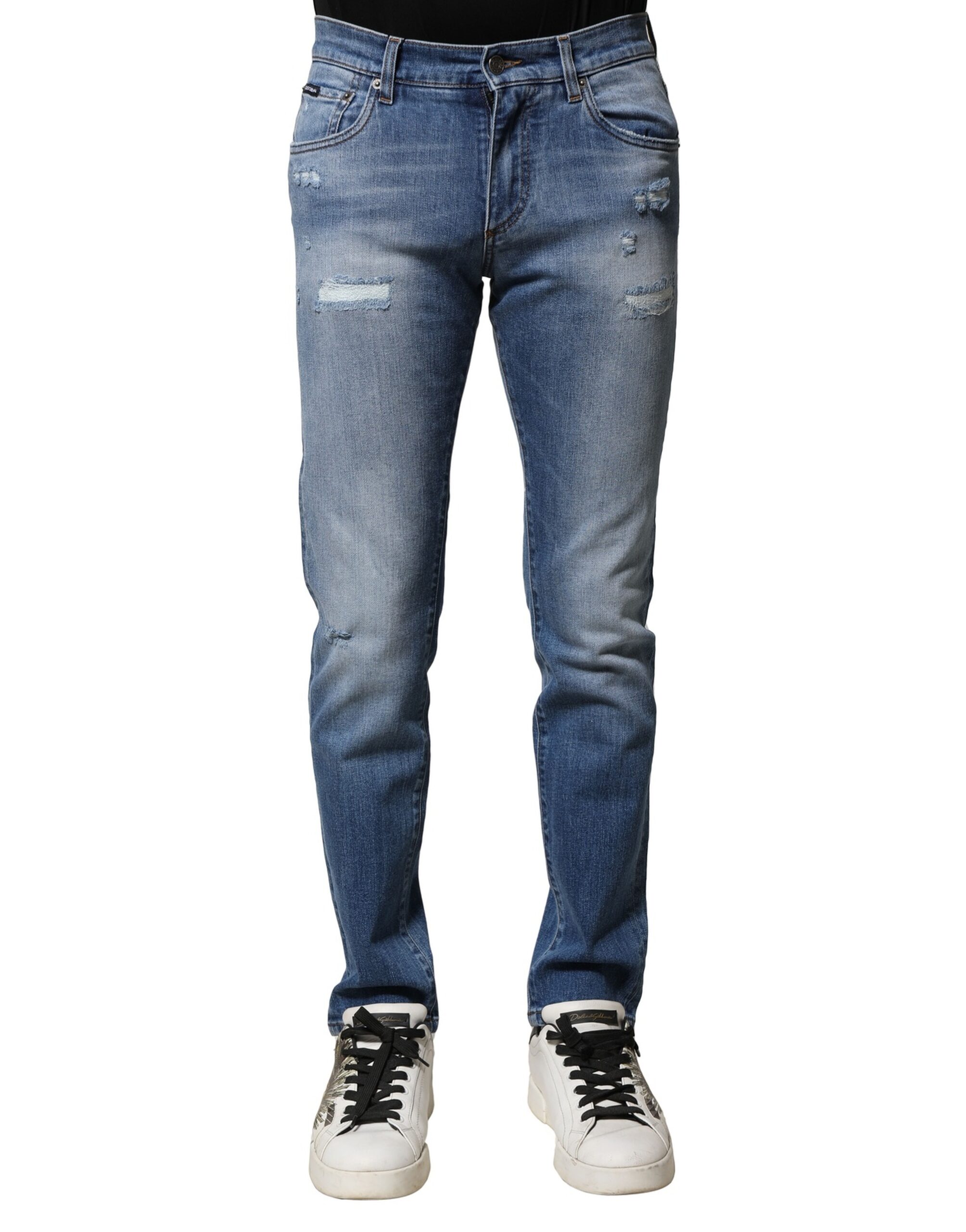 Dolce & Gabbana Blau gewaschene Baumwolle Skinny Herren Denim Jeans