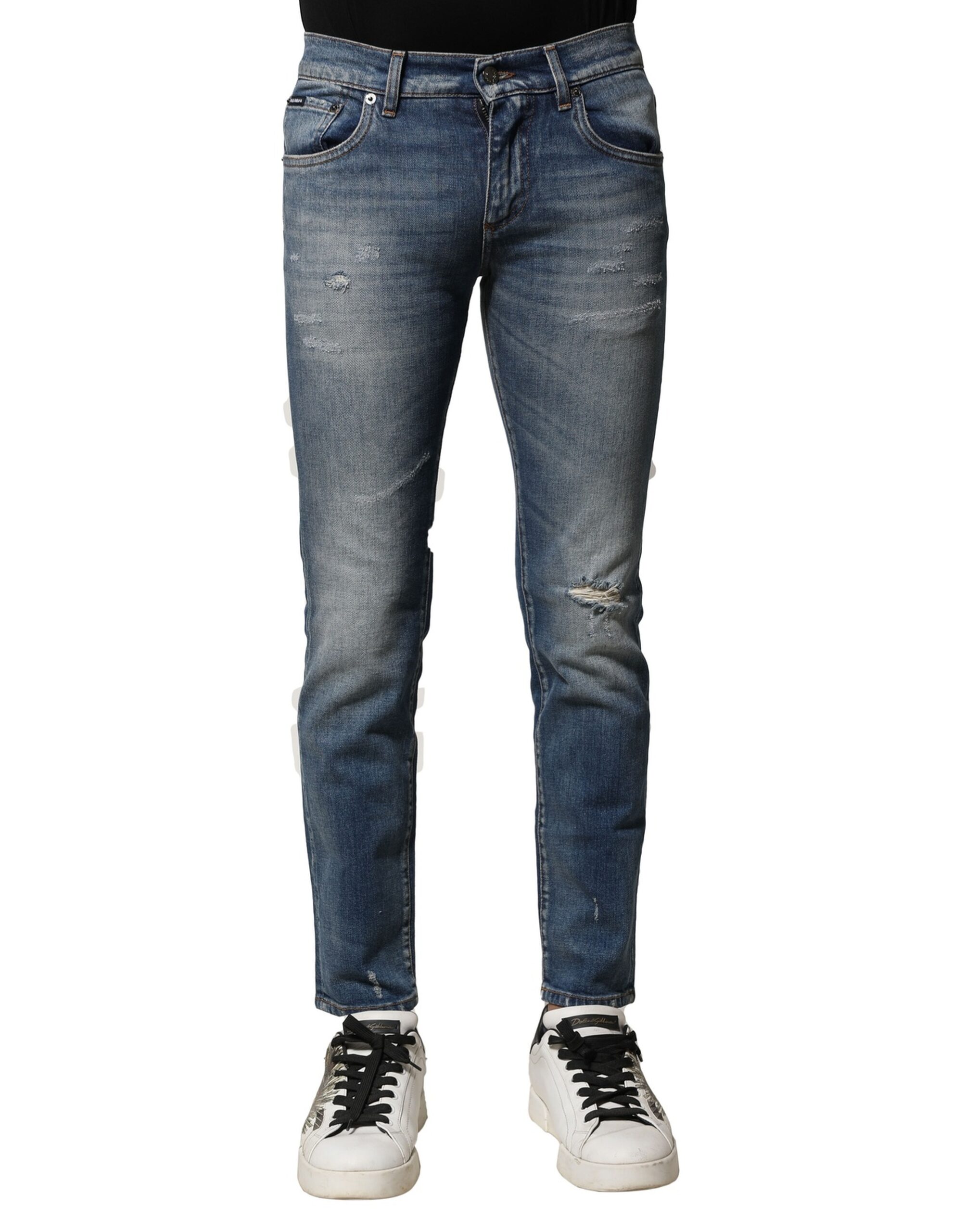 Dolce & Gabbana Blau gewaschene Baumwolle Slim Fit Herren Denim Jeans