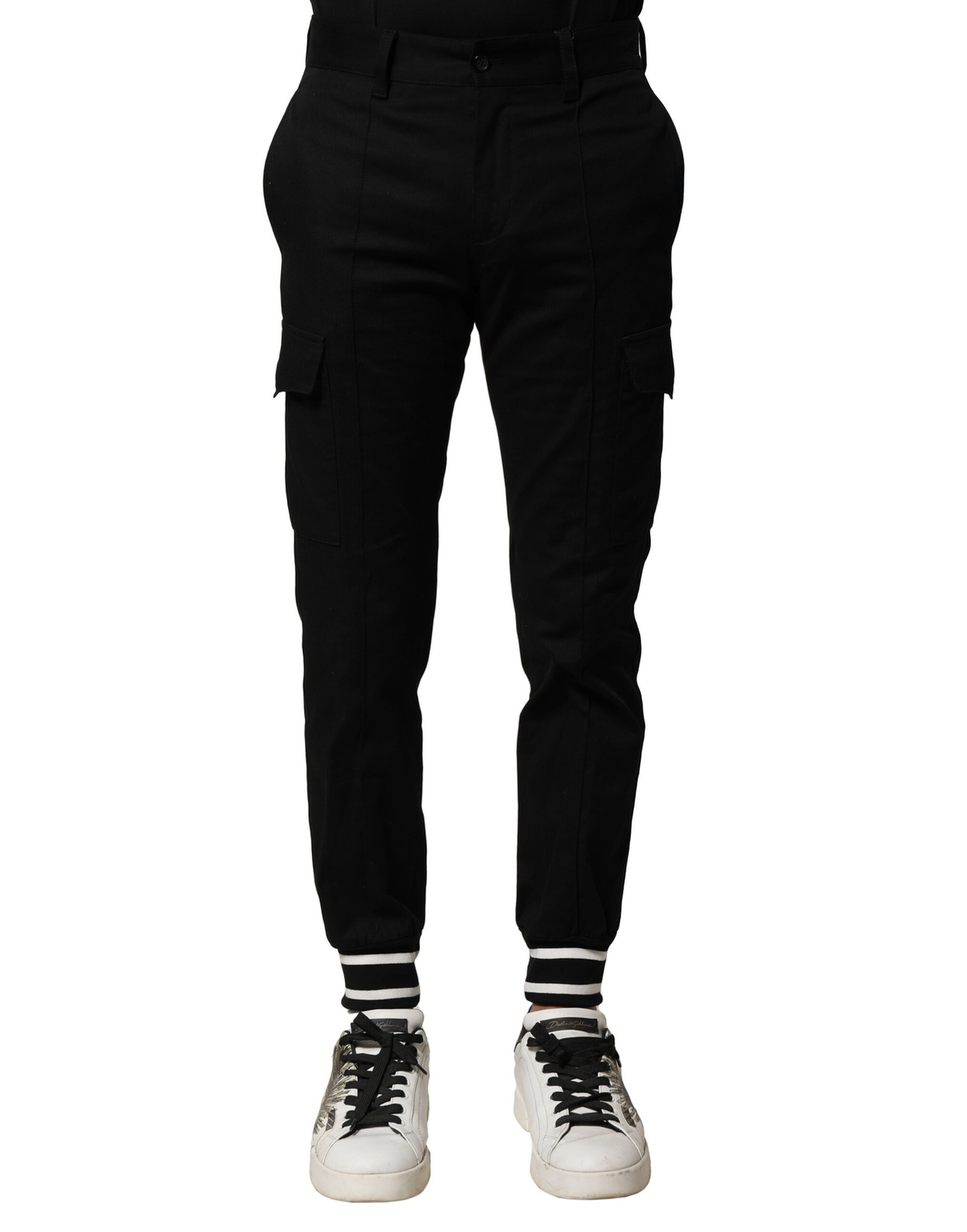 Dolce & Gabbana Schwarze Baumwoll-Cargo-Jogginghose für Männer