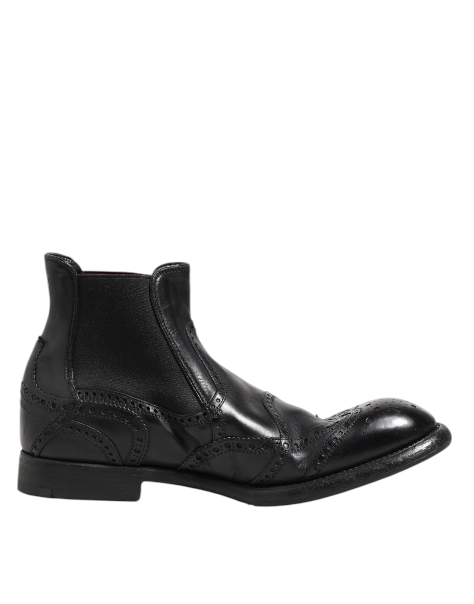 Dolce & Gabbana Schwarze Lederstiefeletten Slip On Schuhe