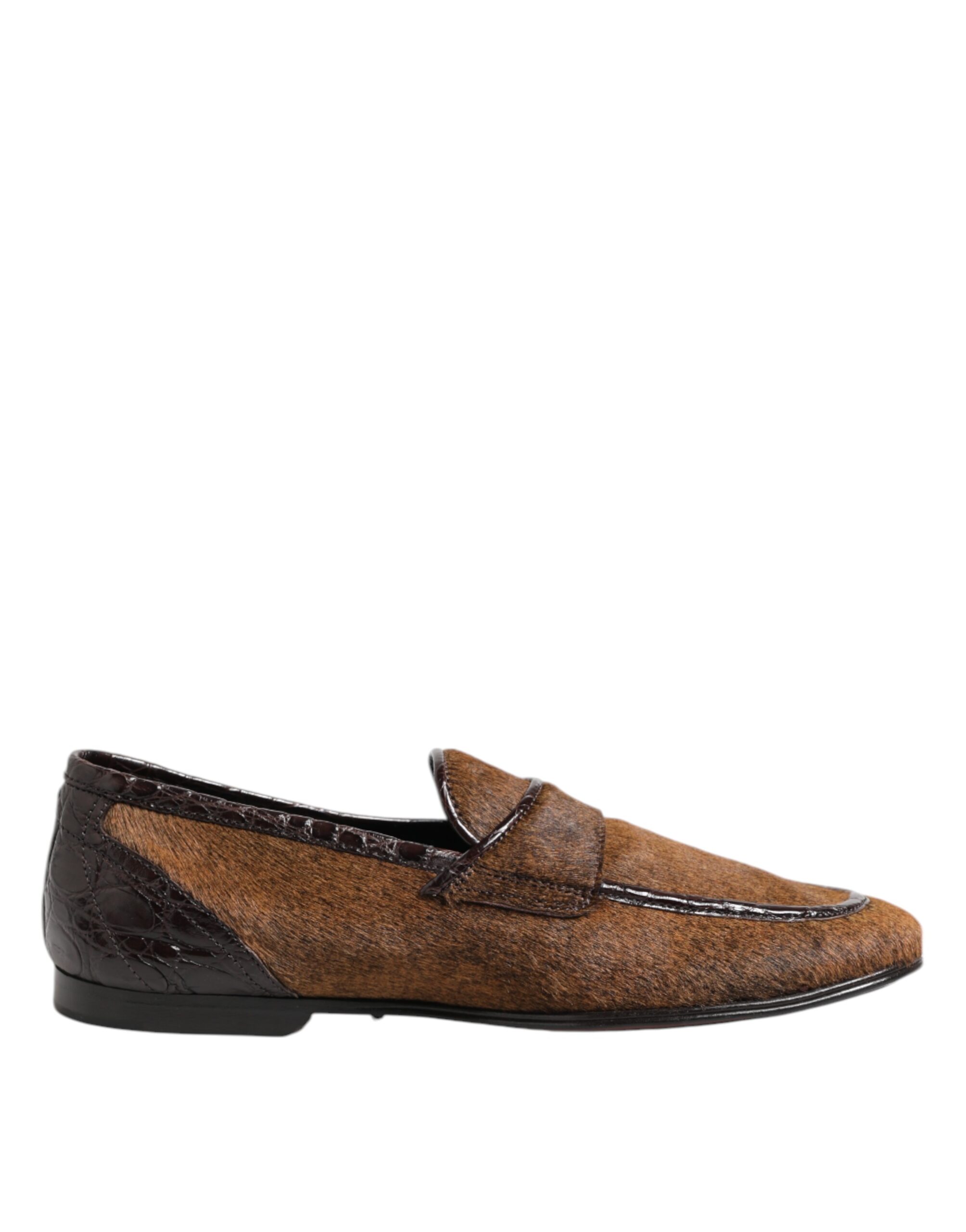 Dolce & Gabbana Braun Loafers Leder Slip On Männer Kleid Schuhe