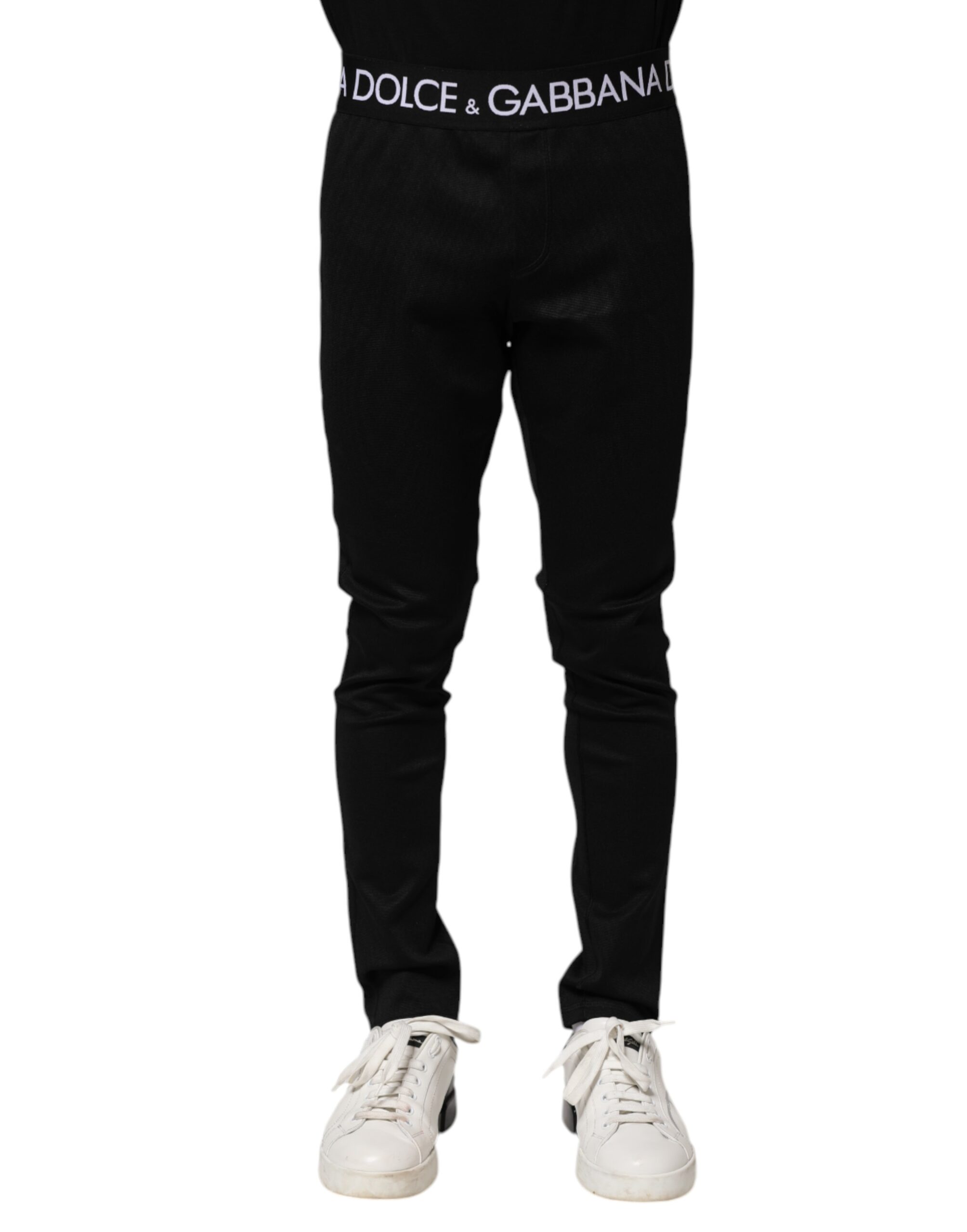 Dolce & Gabbana Schwarze Nylon-Skinny-Jogger-Hose für Männer