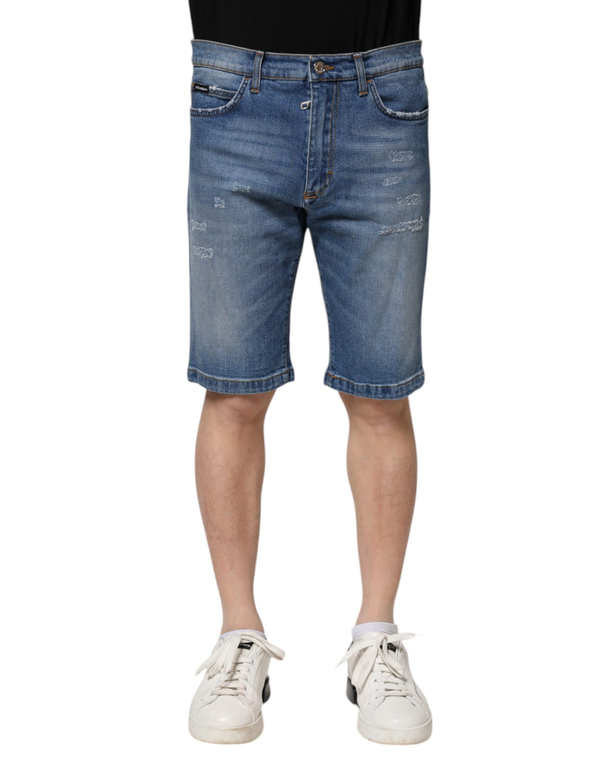 Dolce & Gabbana Blaue Baumwolle Stretch Herren Denim Bermuda Shorts