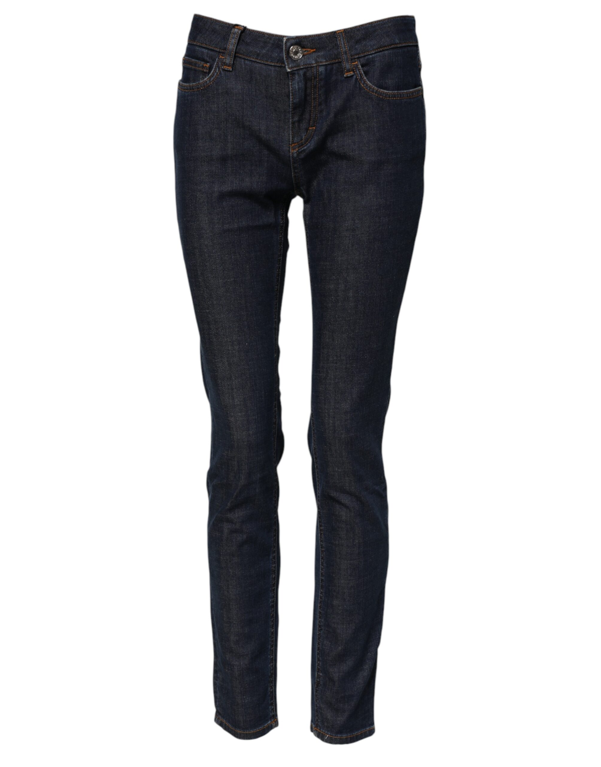 Dolce & Gabbana Blaue Skinny Denim-Jeans mit mittlerer Taille aus Baumwolle