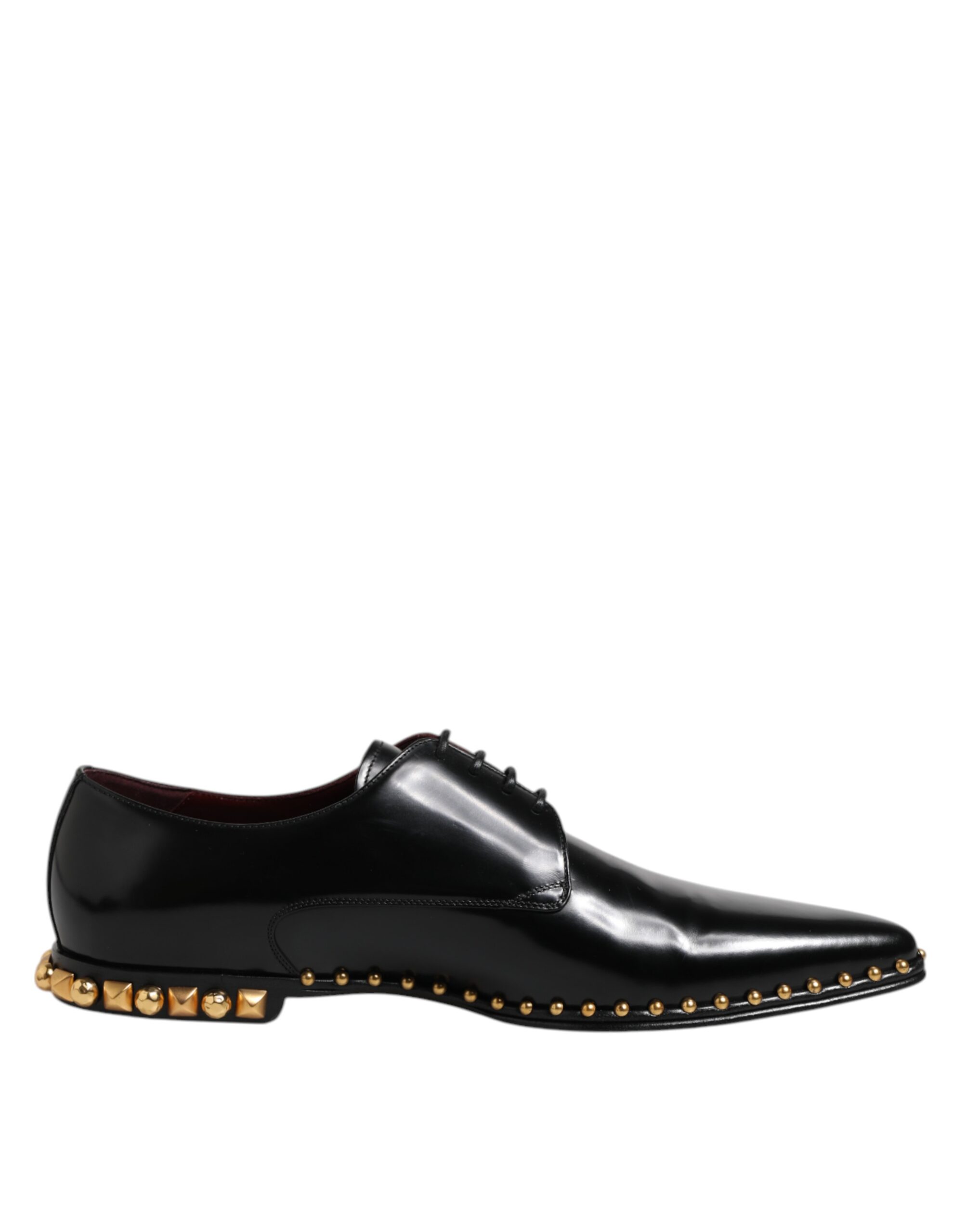 Dolce & Gabbana Schwarz Leder Nieten Derby Männer Kleid Schuhe