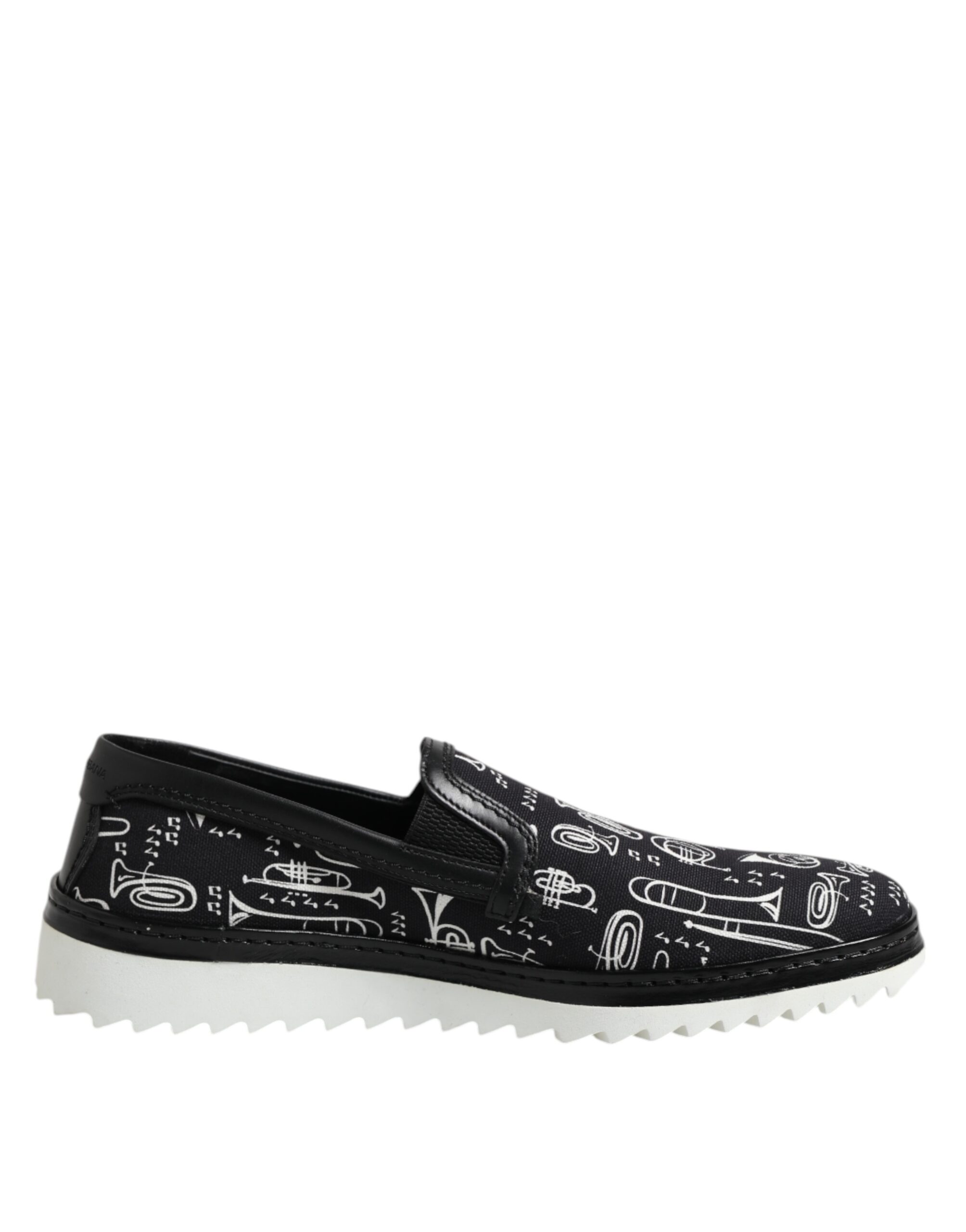 Dolce & Gabbana Schwarz Slip On Bedruckte Männer Loafers Schuhe