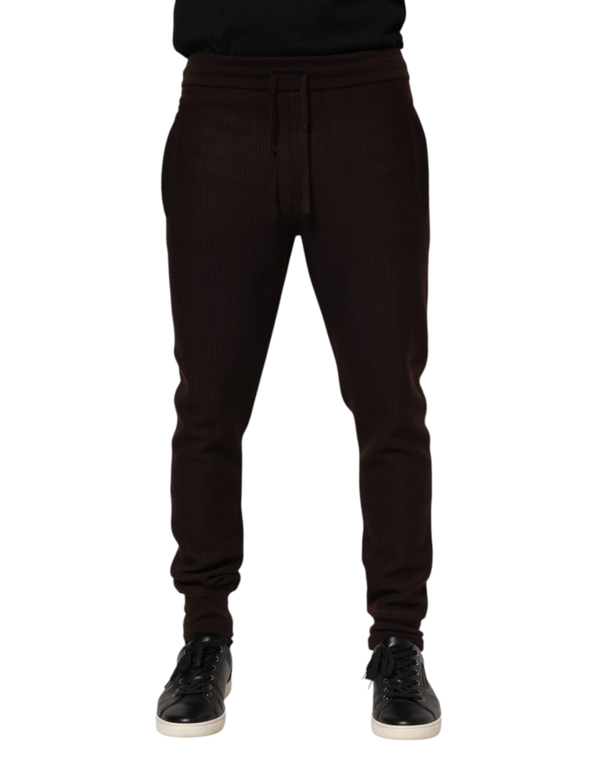 Dolce & Gabbana Braune Kaschmir Herren Jogger Sweatpants Hosen