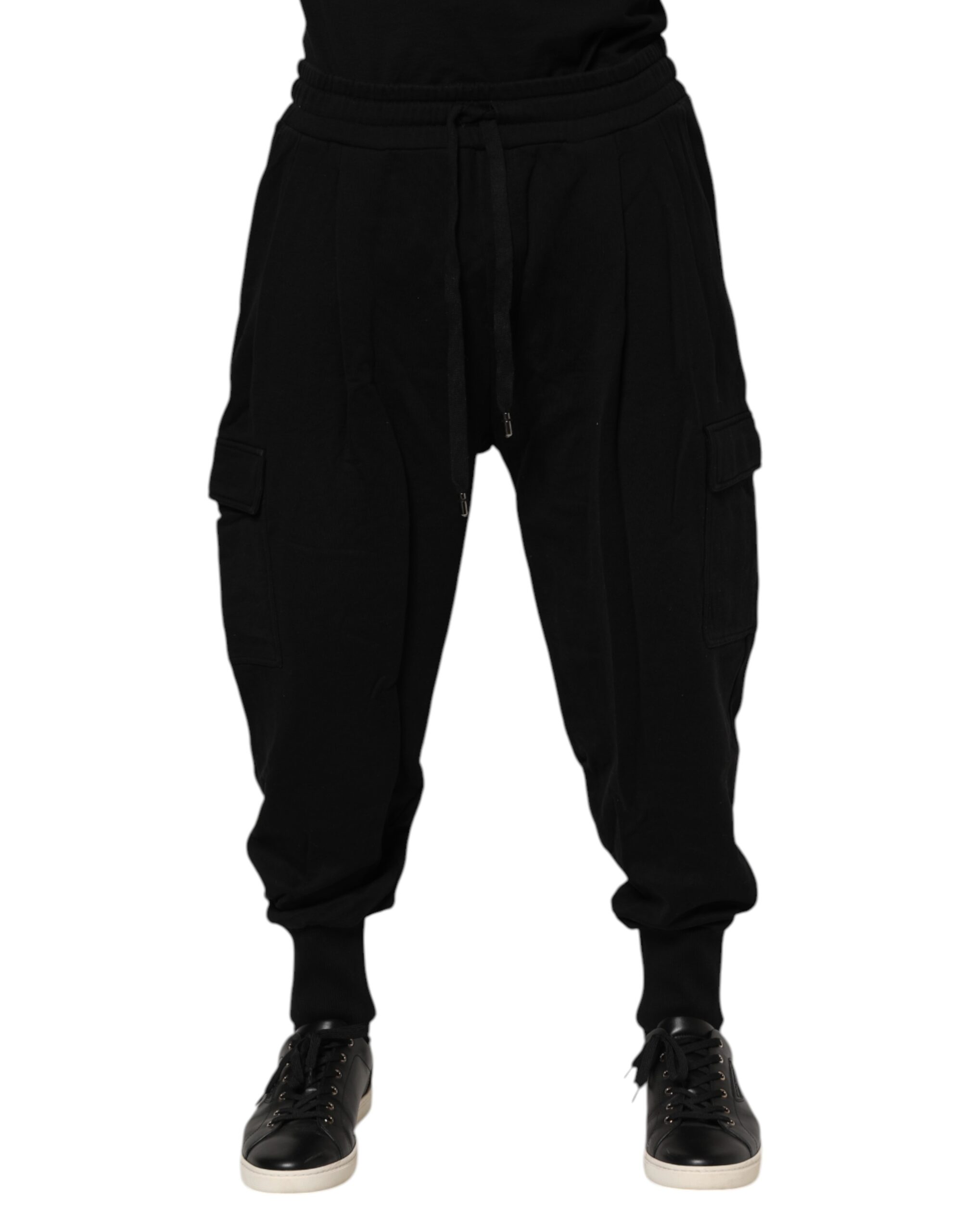 Dolce & Gabbana Schwarze Baumwoll-Logo-Jogger-Sweatpants Hose