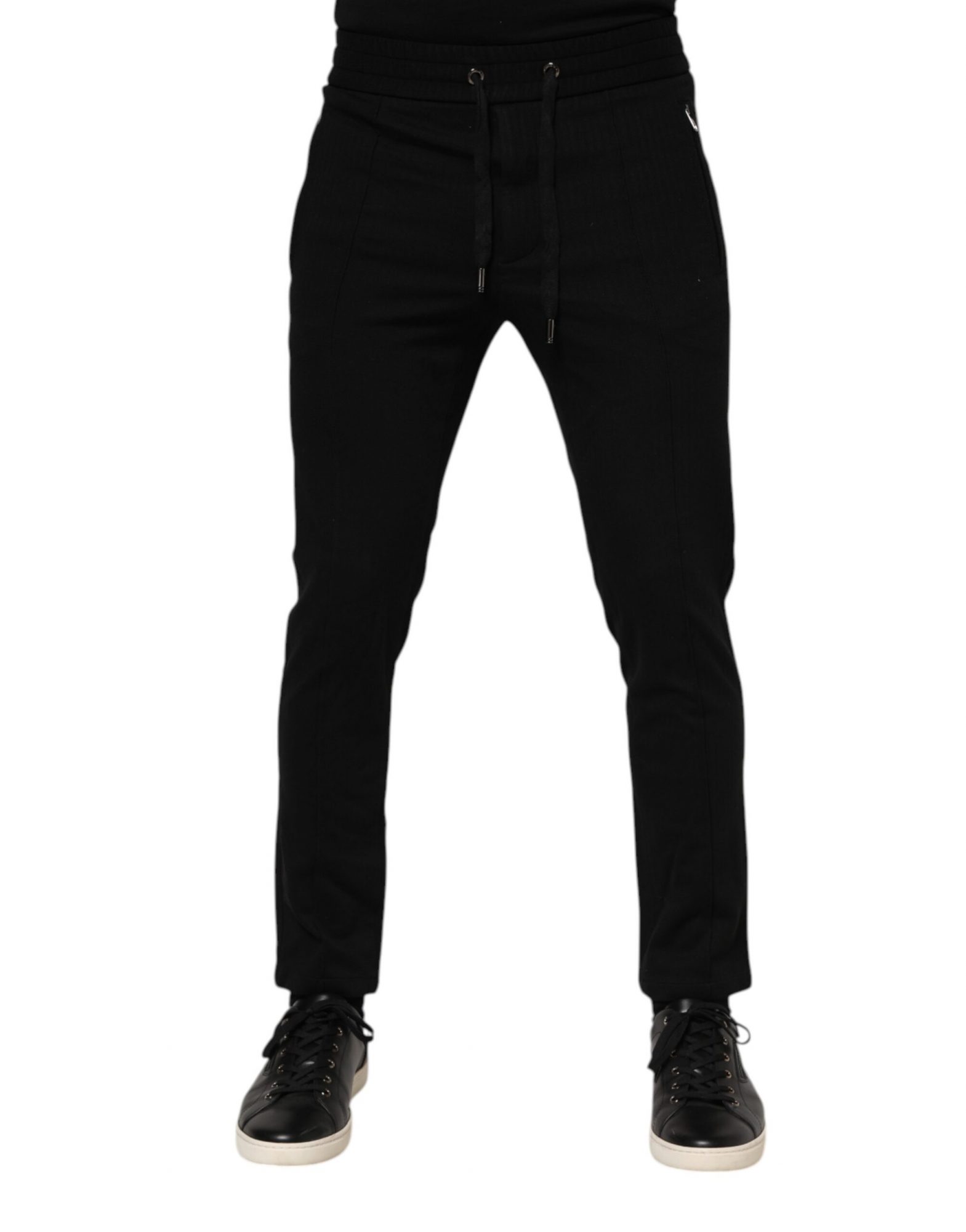 Dolce & Gabbana Schwarze Viskose Kordelzug Herren Jogger Hose