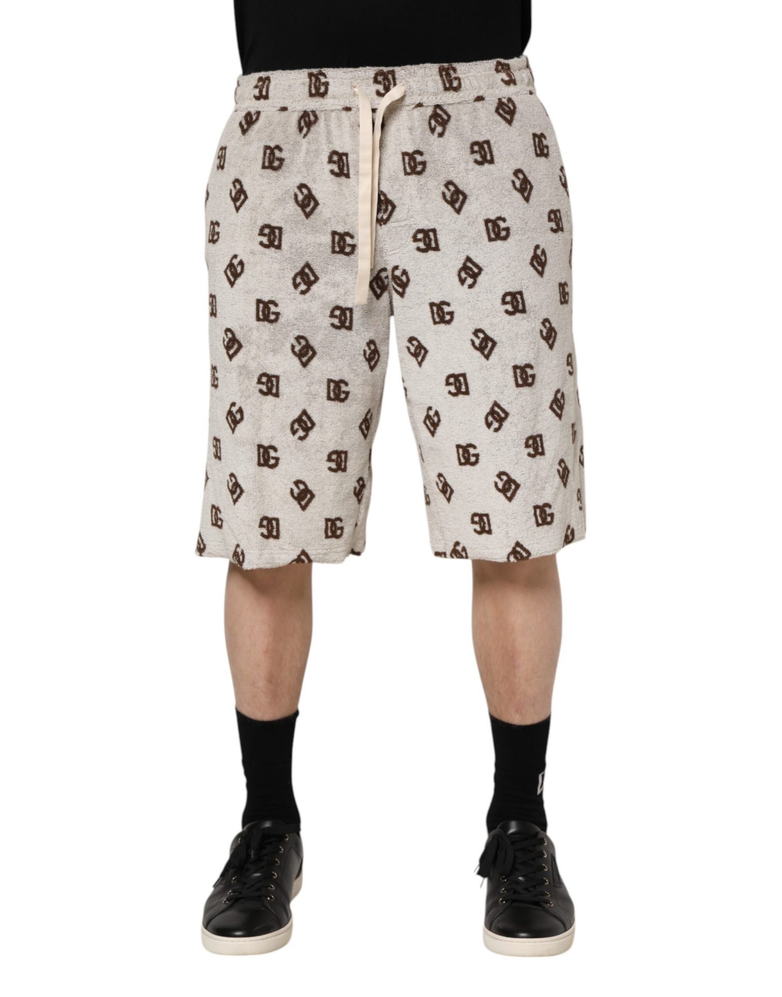 Dolce & Gabbana Weiße Baumwolle DG Mania Print Männer Bermuda Shorts