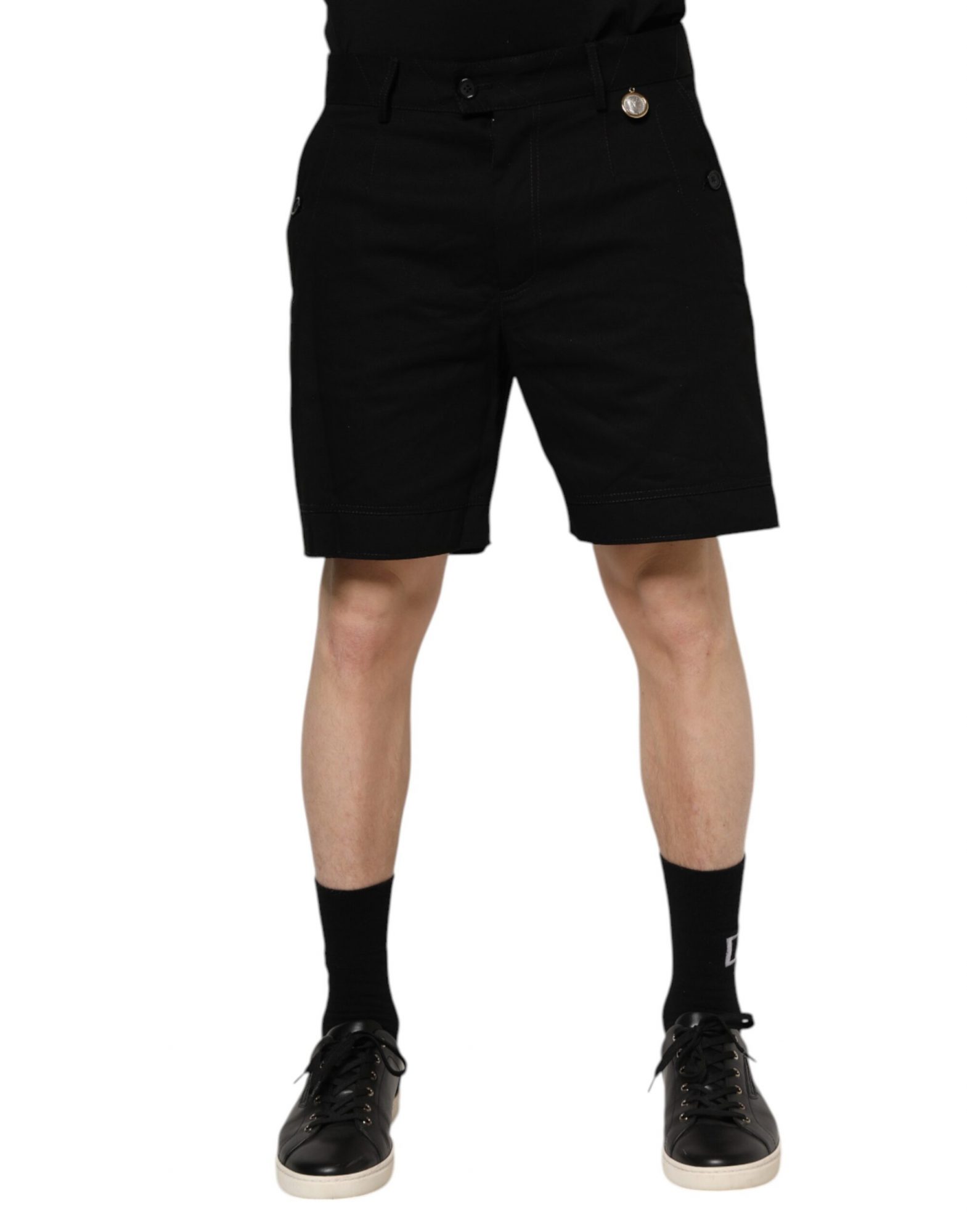 Dolce & Gabbana Schwarze knielange Herren Bermudashorts aus Baumwolle