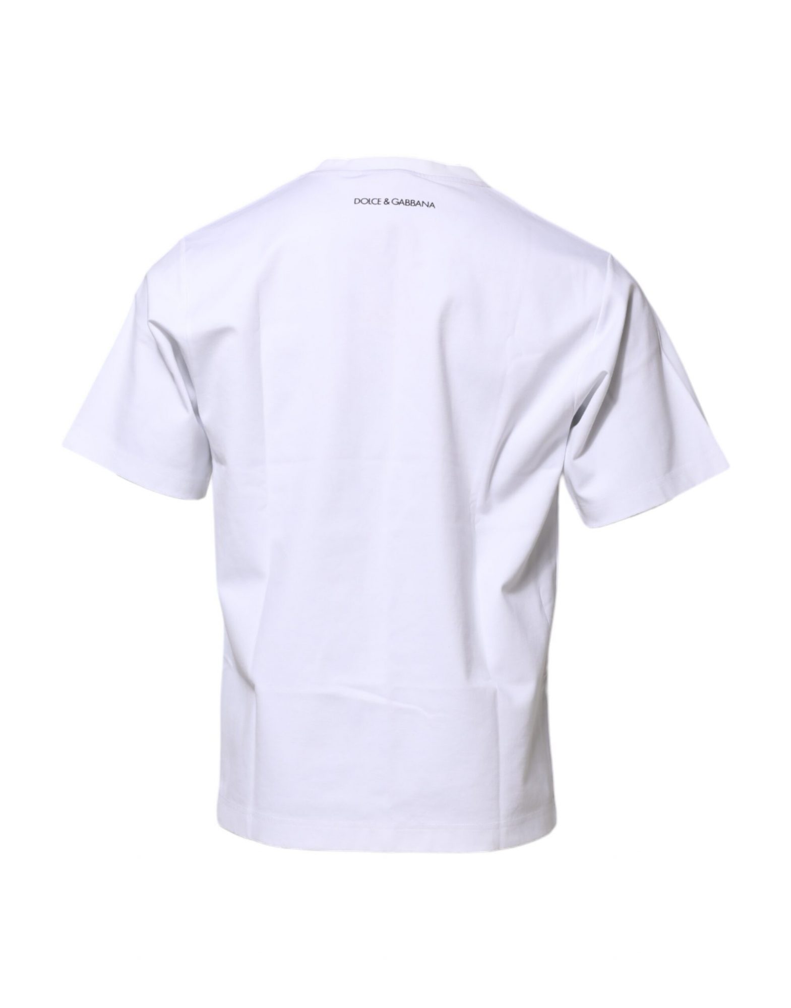 Dolce & Gabbana Weißes T-Shirt mit Rundhalsausschnitt aus Baumwolle und Grafikdruck – Bild 4