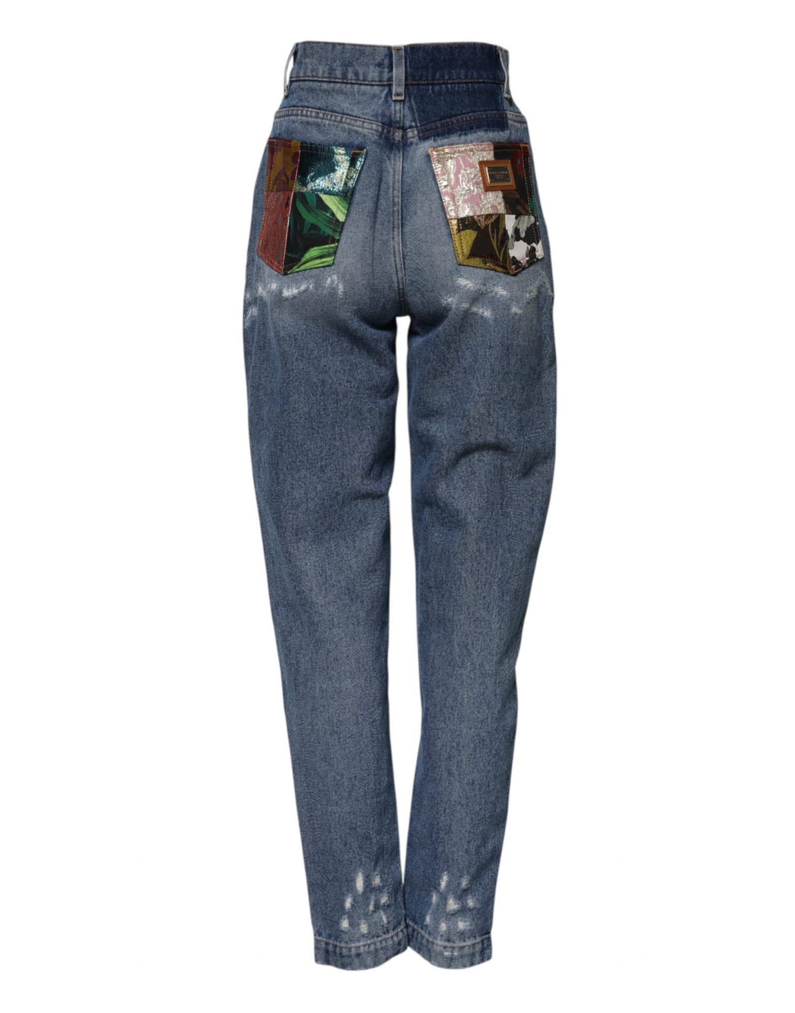 Dolce & Gabbana Blaue zerrissene Denim-Jeans mit hoher Taille aus Baumwolle – Bild 3