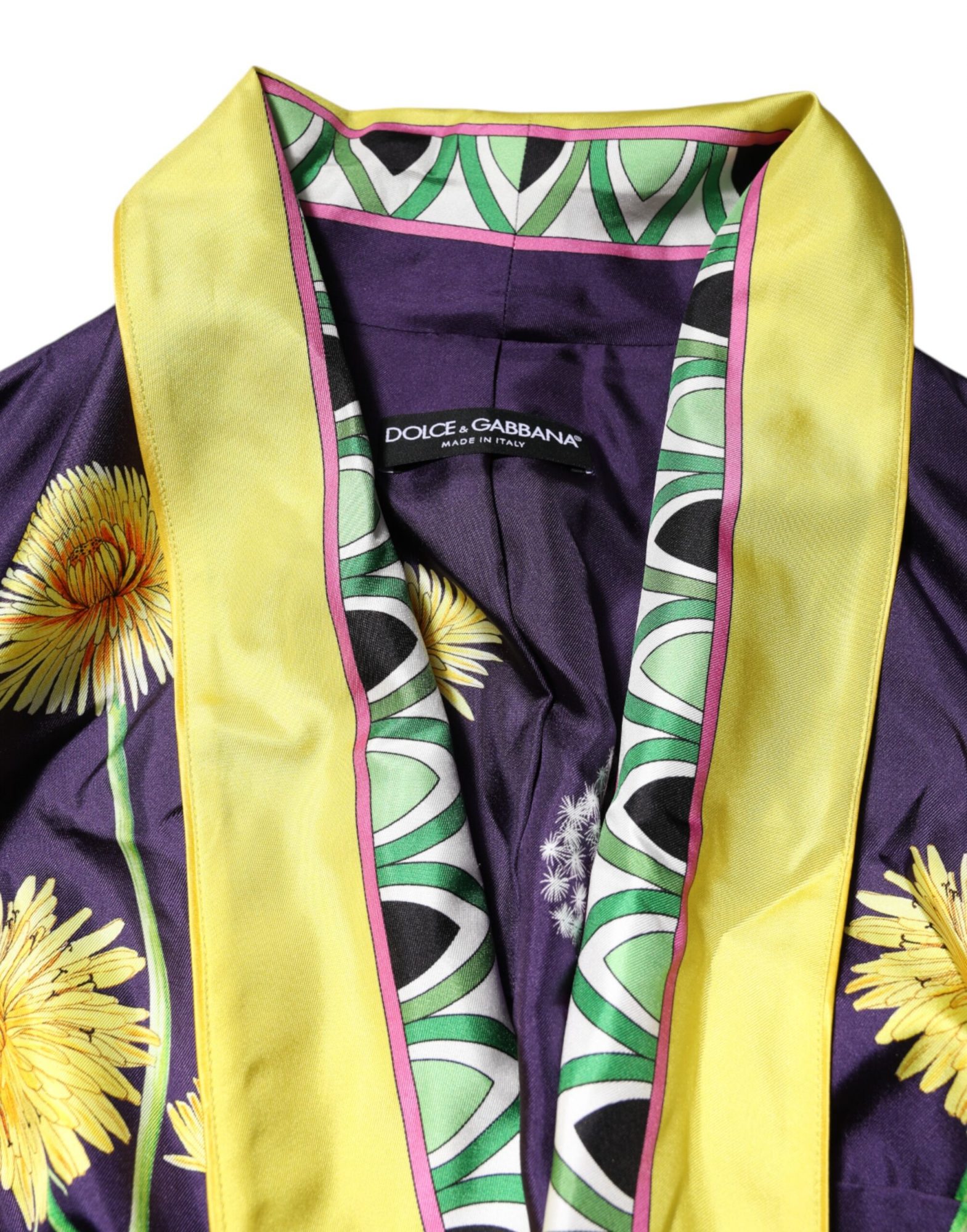 Dolce & Gabbana Blauer Seidenmantel mit Blumenmuster und langen Ärmeln zum Wickeln – Bild 4