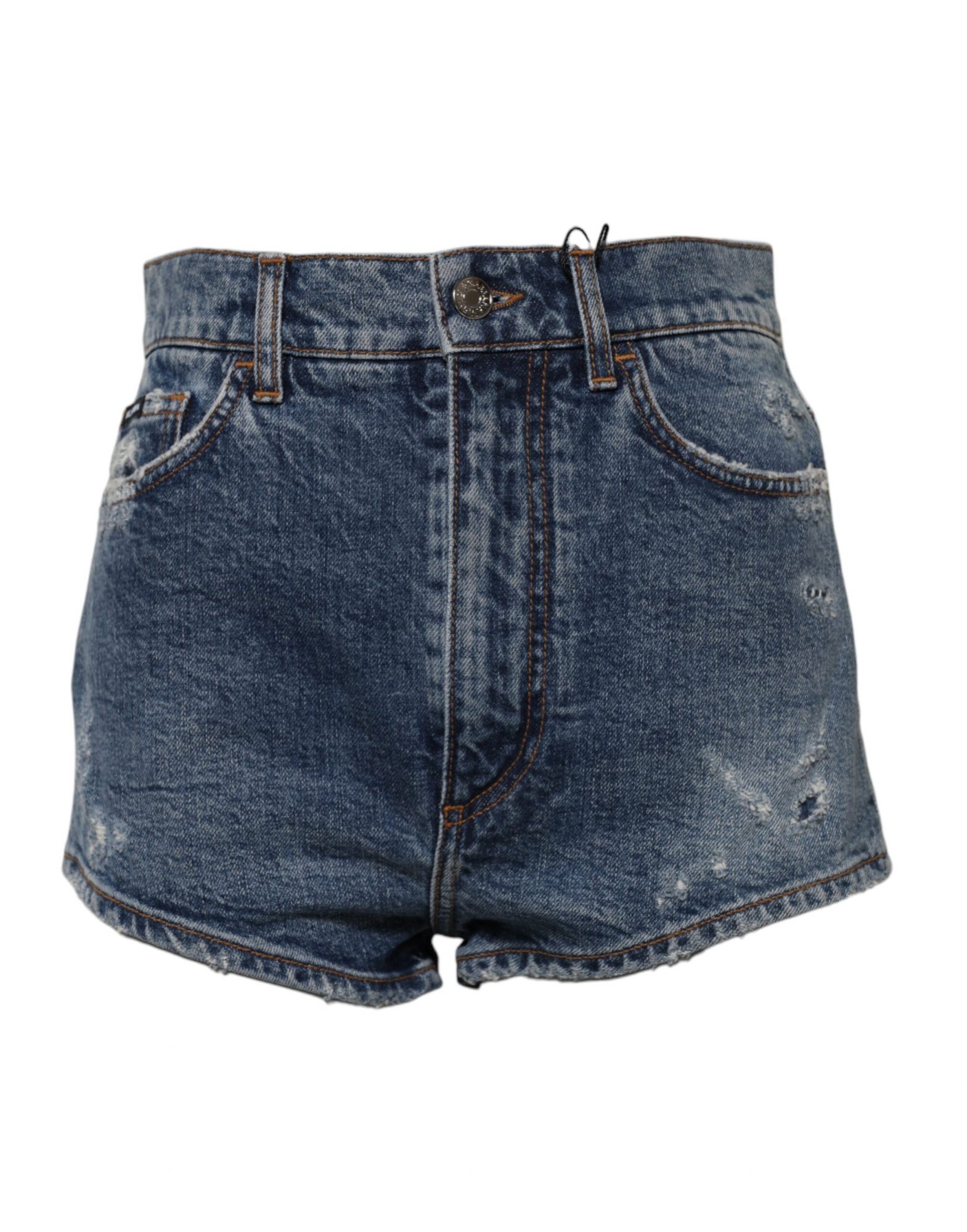 Dolce & Gabbana Blaue zerfledderte Denim-Baumwolle Hot Pants Shorts