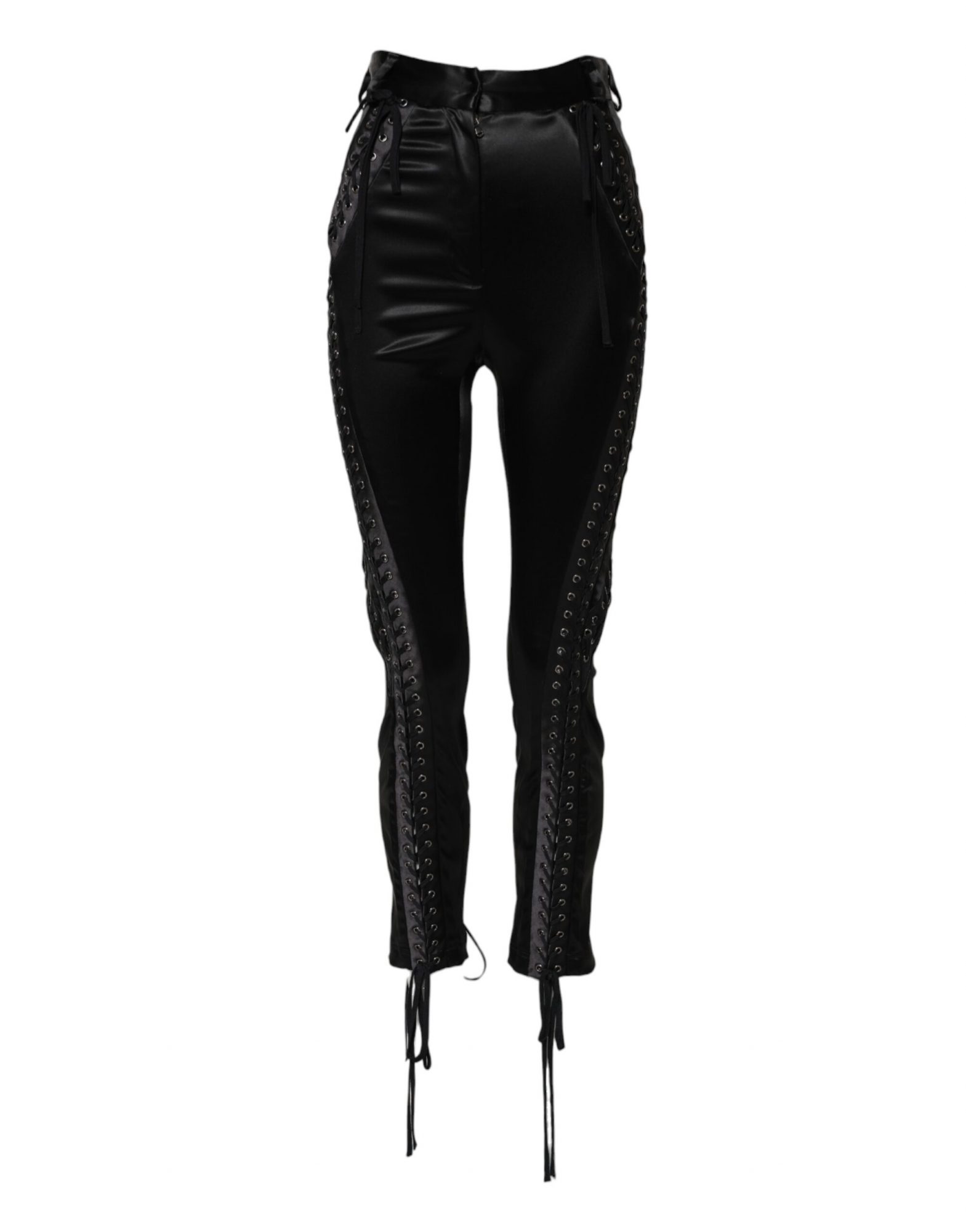 Dolce & Gabbana Schwarze Skinny-Hose mit hoher Taille und Spitzendetails