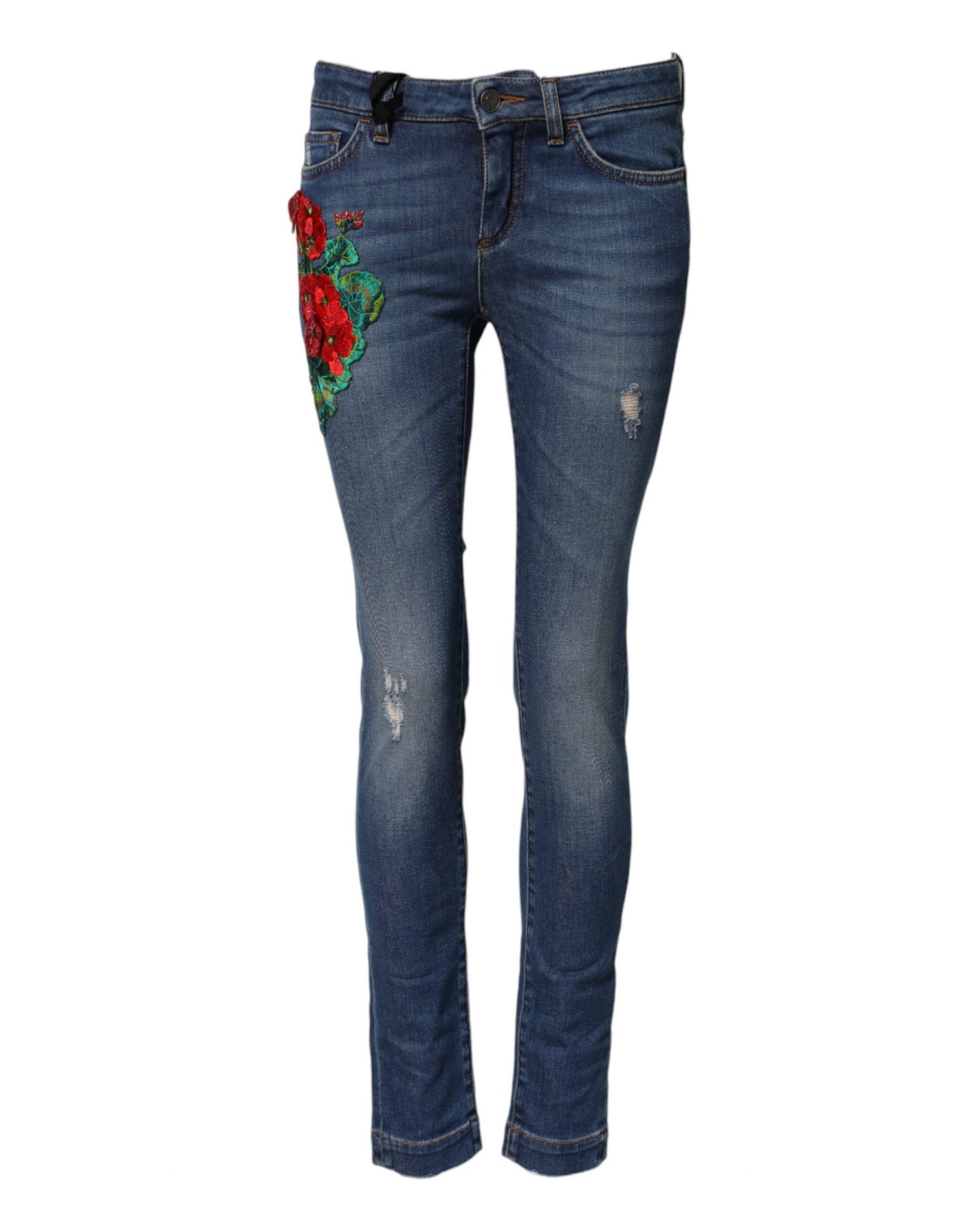 Dolce & Gabbana Blaue Skinny Denim-Jeans aus Baumwolle mit mittlerer Taille