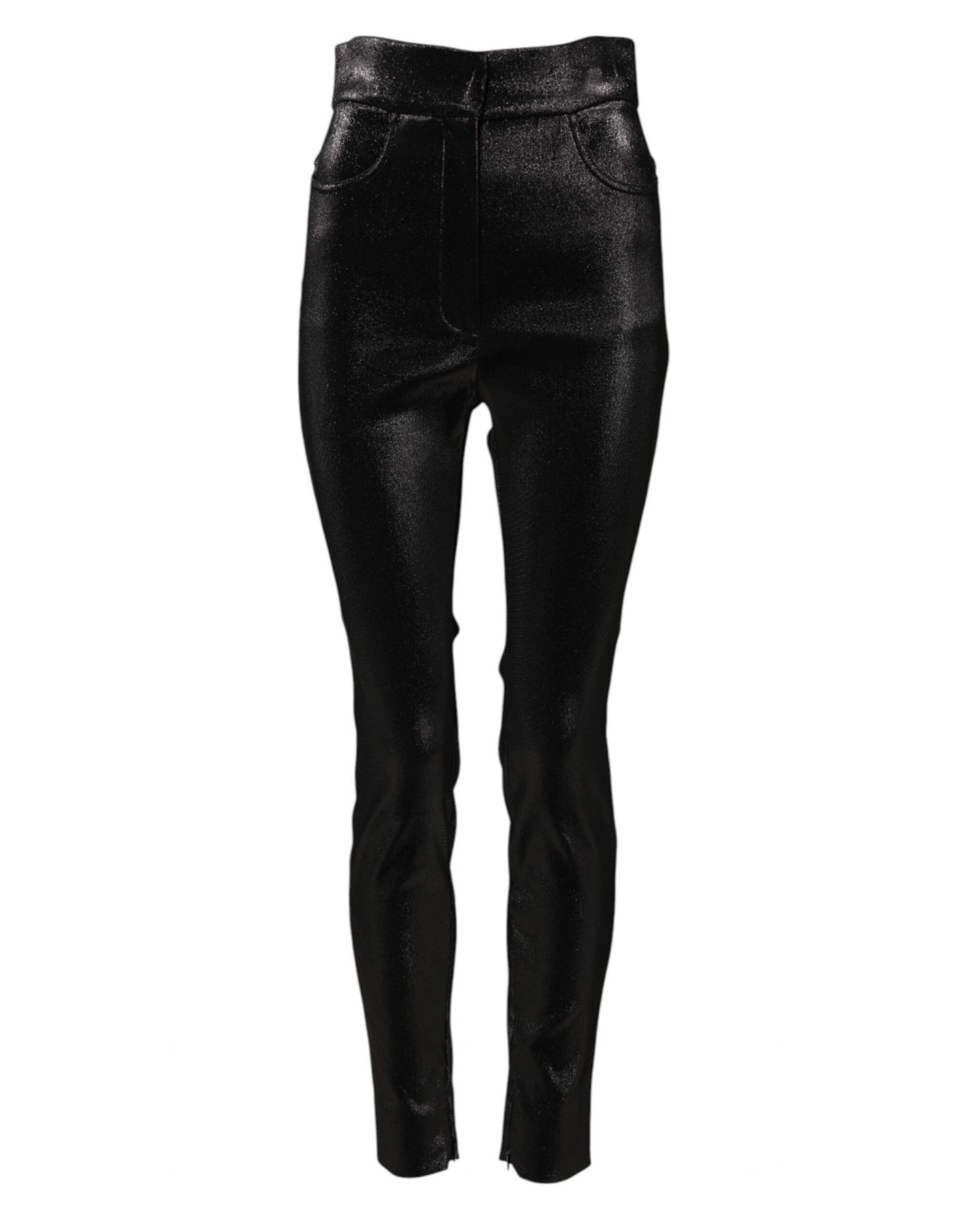 Dolce & Gabbana Schwarze Baumwoll-Stretch-Lurexfäden-Skinny-Hose