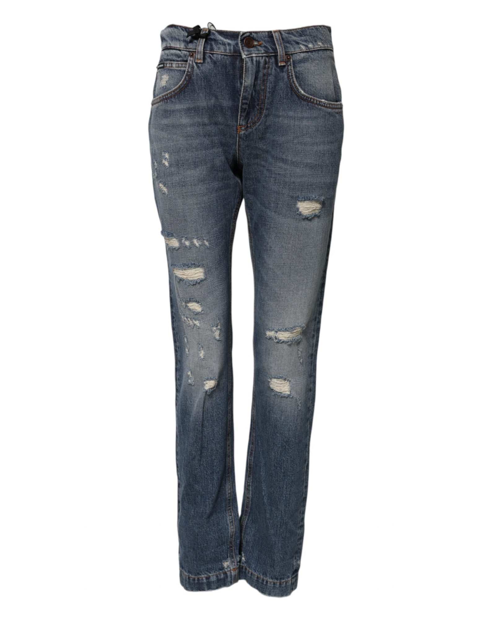 Dolce & Gabbana Blaue Boyfriend-Jeans aus zerfetztem Denim – Bild 2