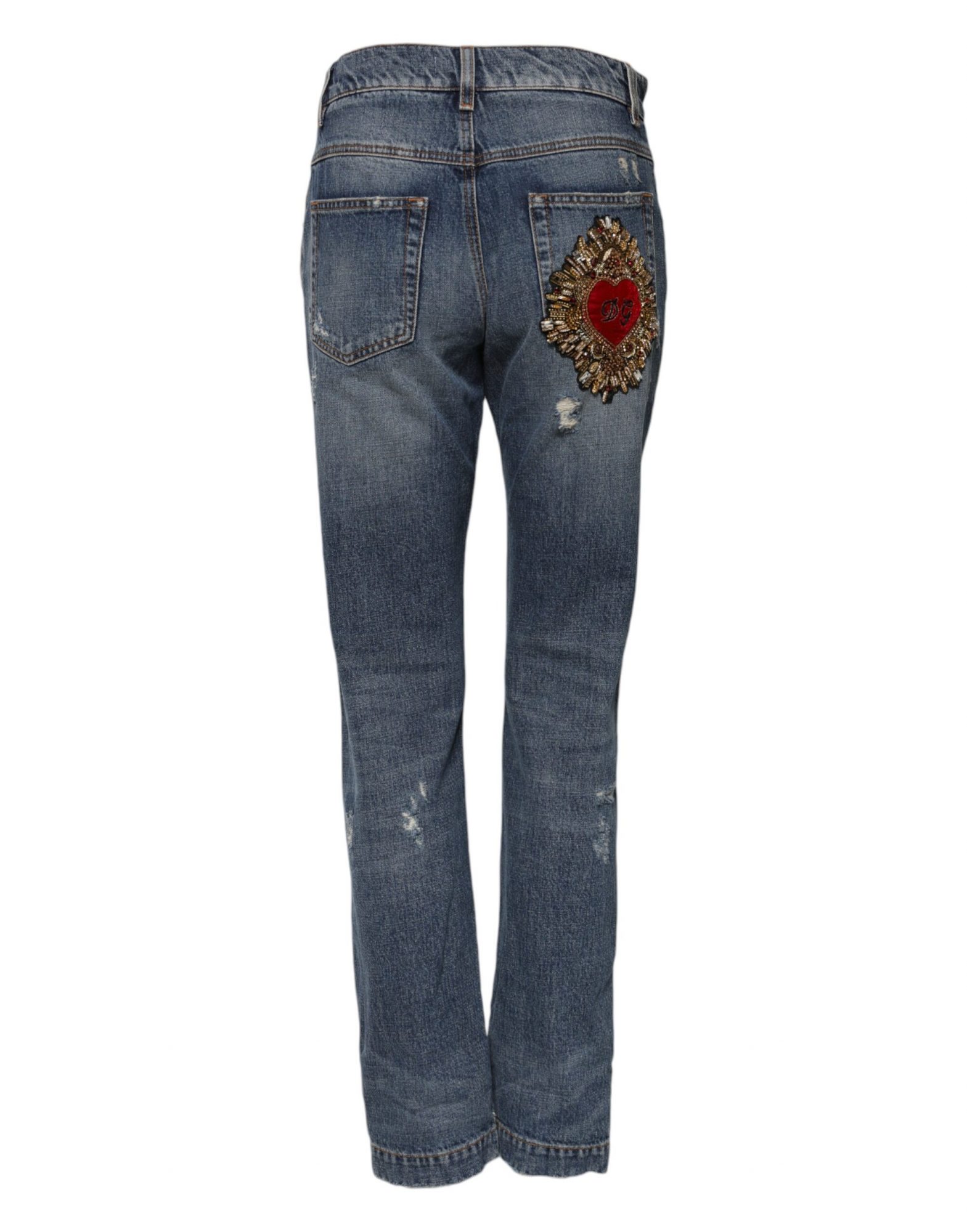 Dolce & Gabbana Blaue Boyfriend-Jeans aus zerfetztem Denim – Bild 3