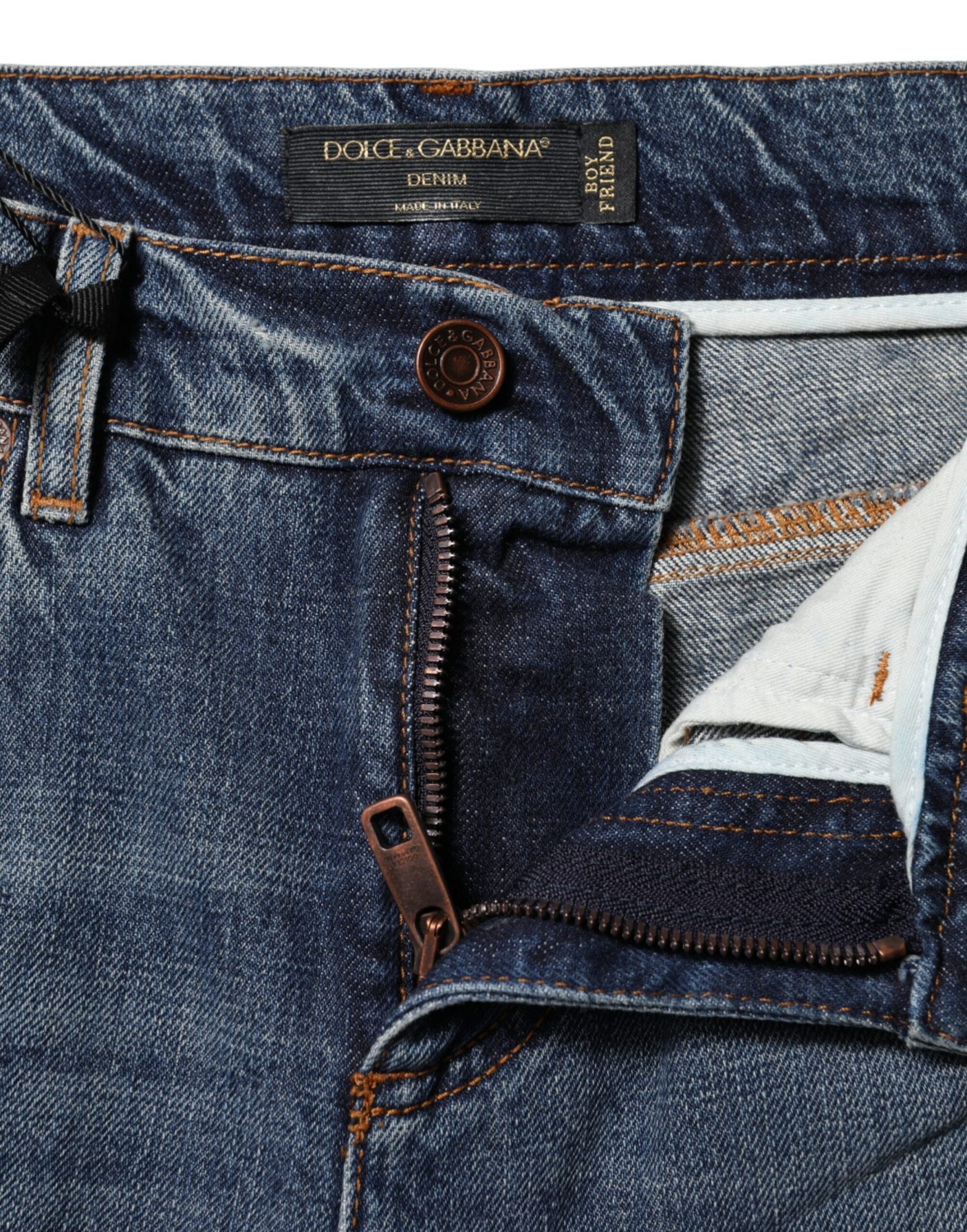 Dolce & Gabbana Blaue Boyfriend-Jeans aus zerfetztem Denim – Bild 4