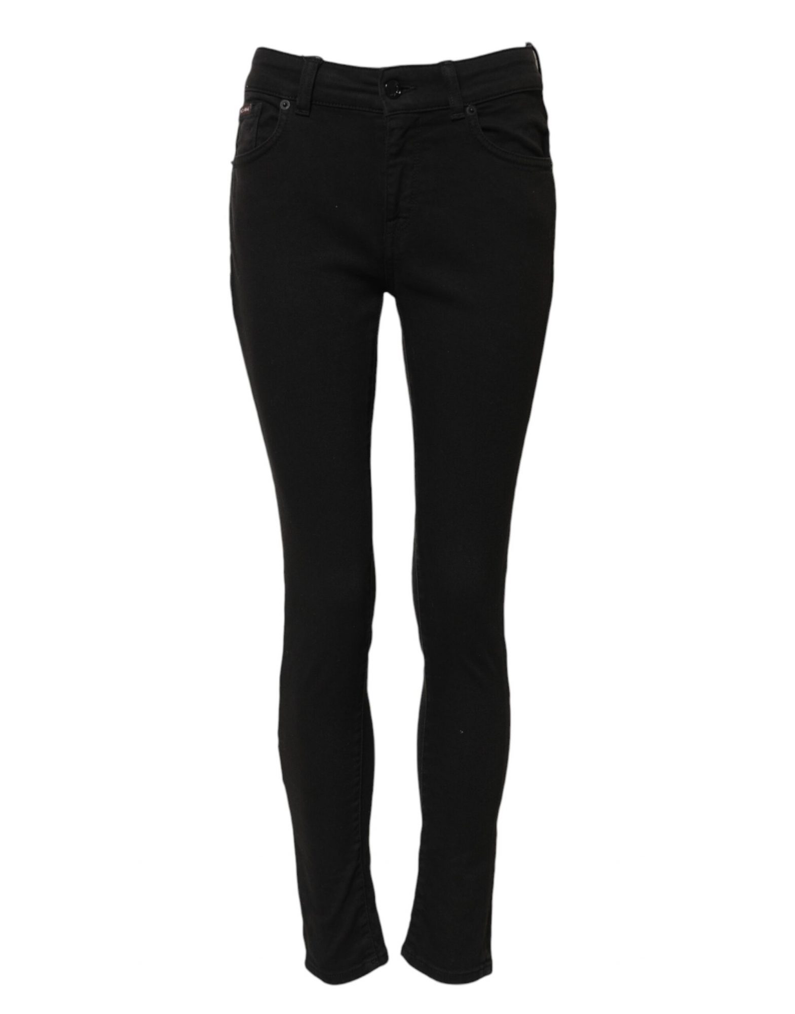 Dolce & Gabbana Schwarze Skinny Denim-Jeans aus Baumwolle mit mittlerer Taille