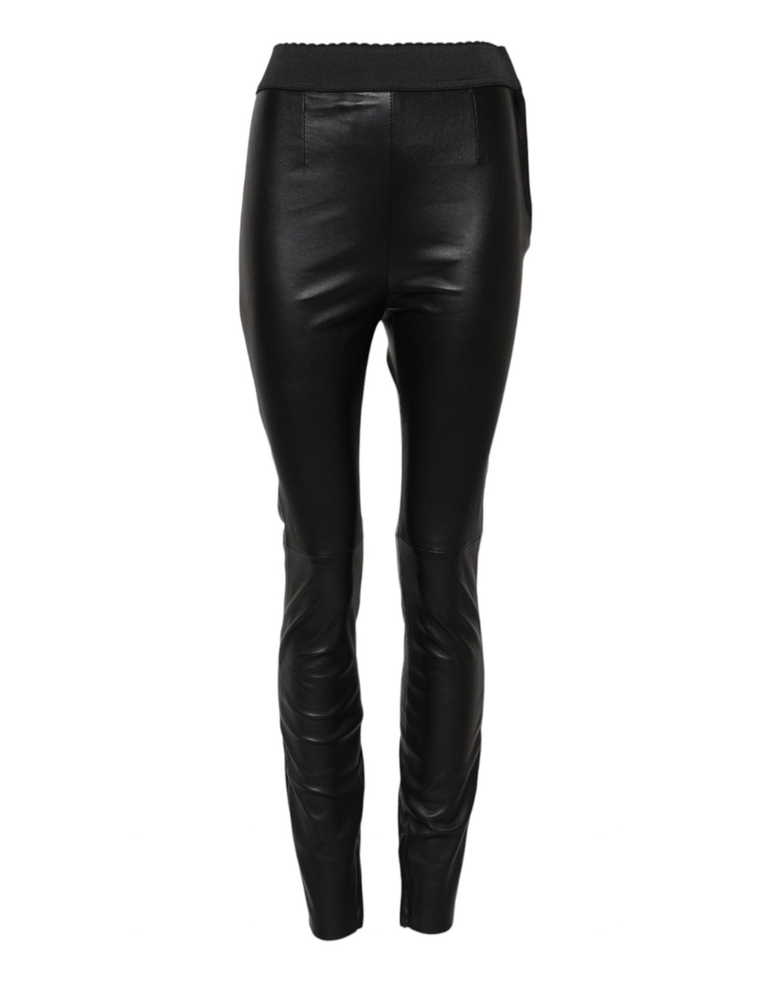 Dolce & Gabbana Schwarze Lederhose mit elastischer Taille