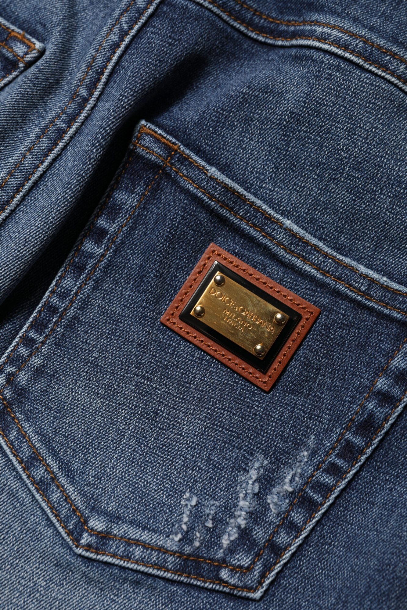 Dolce & Gabbana Blaue Denim-Jeans mit Strasssteinverzierung – Bild 6