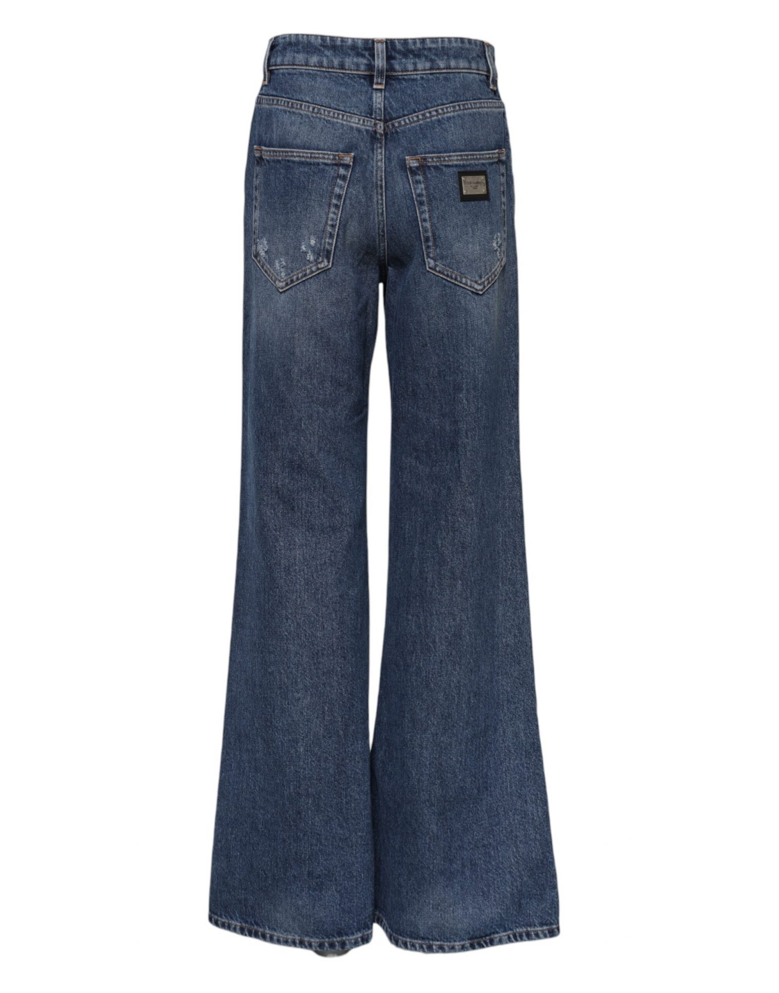 Dolce & Gabbana Blaue Baumwolljeans mit weitem Bein aus zerrissenem Denim – Bild 3