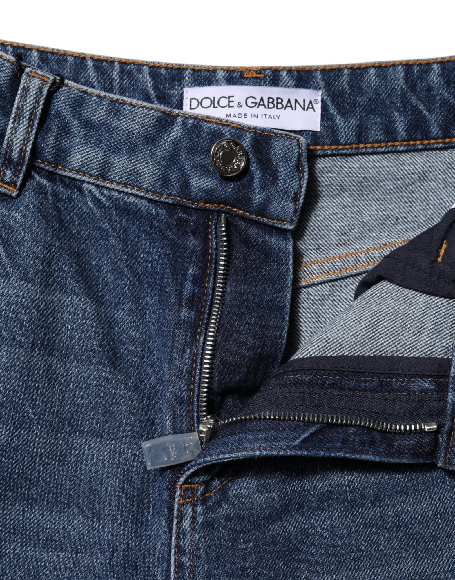 Dolce & Gabbana Blaue Baumwolljeans mit weitem Bein aus zerrissenem Denim – Bild 4