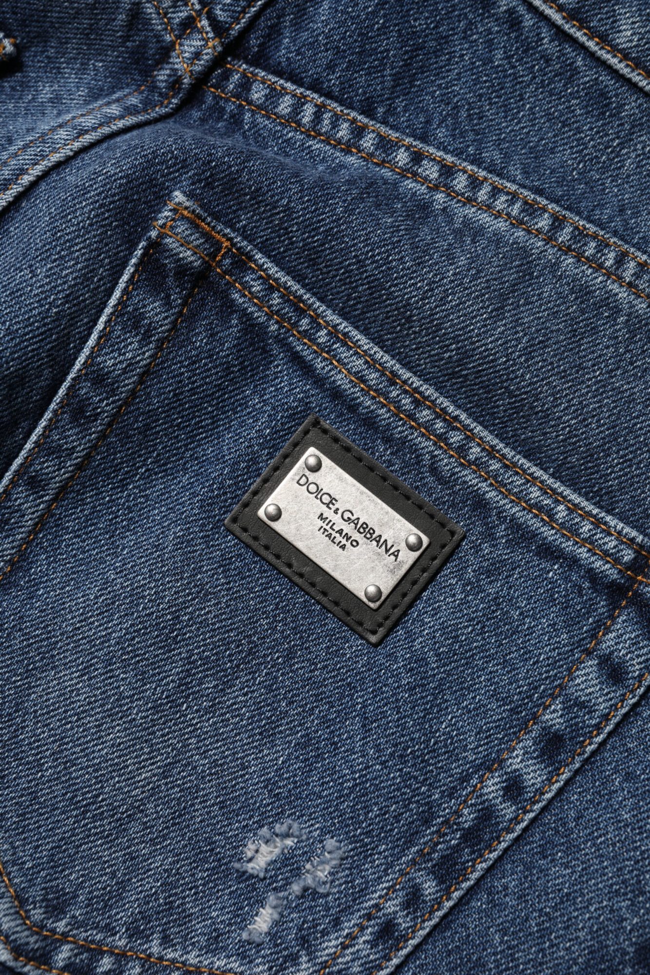 Dolce & Gabbana Blaue Baumwolljeans mit weitem Bein aus zerrissenem Denim – Bild 5