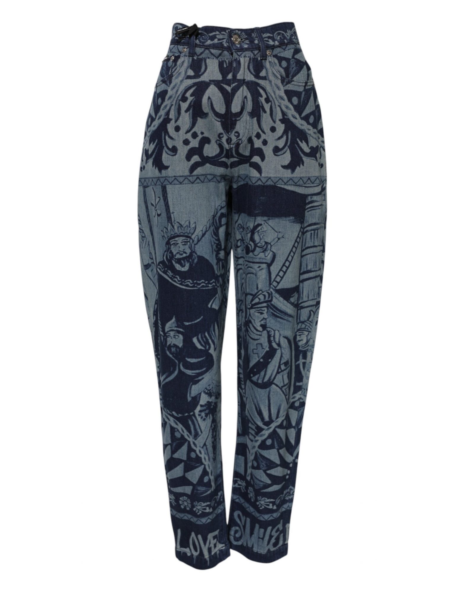 Dolce & Gabbana Blaue Graphic Print Tapered Denim Jeans – Bild 2