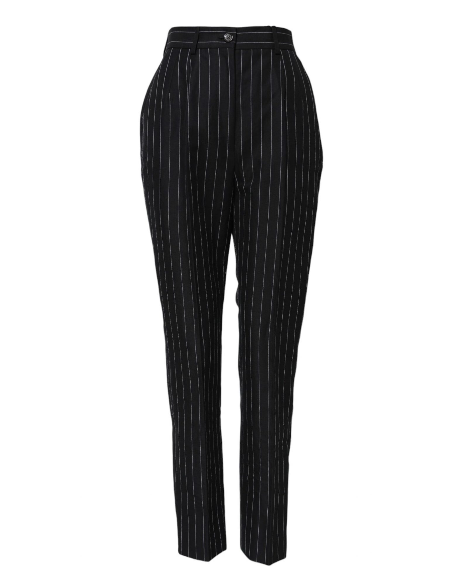 Dolce & Gabbana Schwarz gestreifte Tapered Pants mit hoher Taille