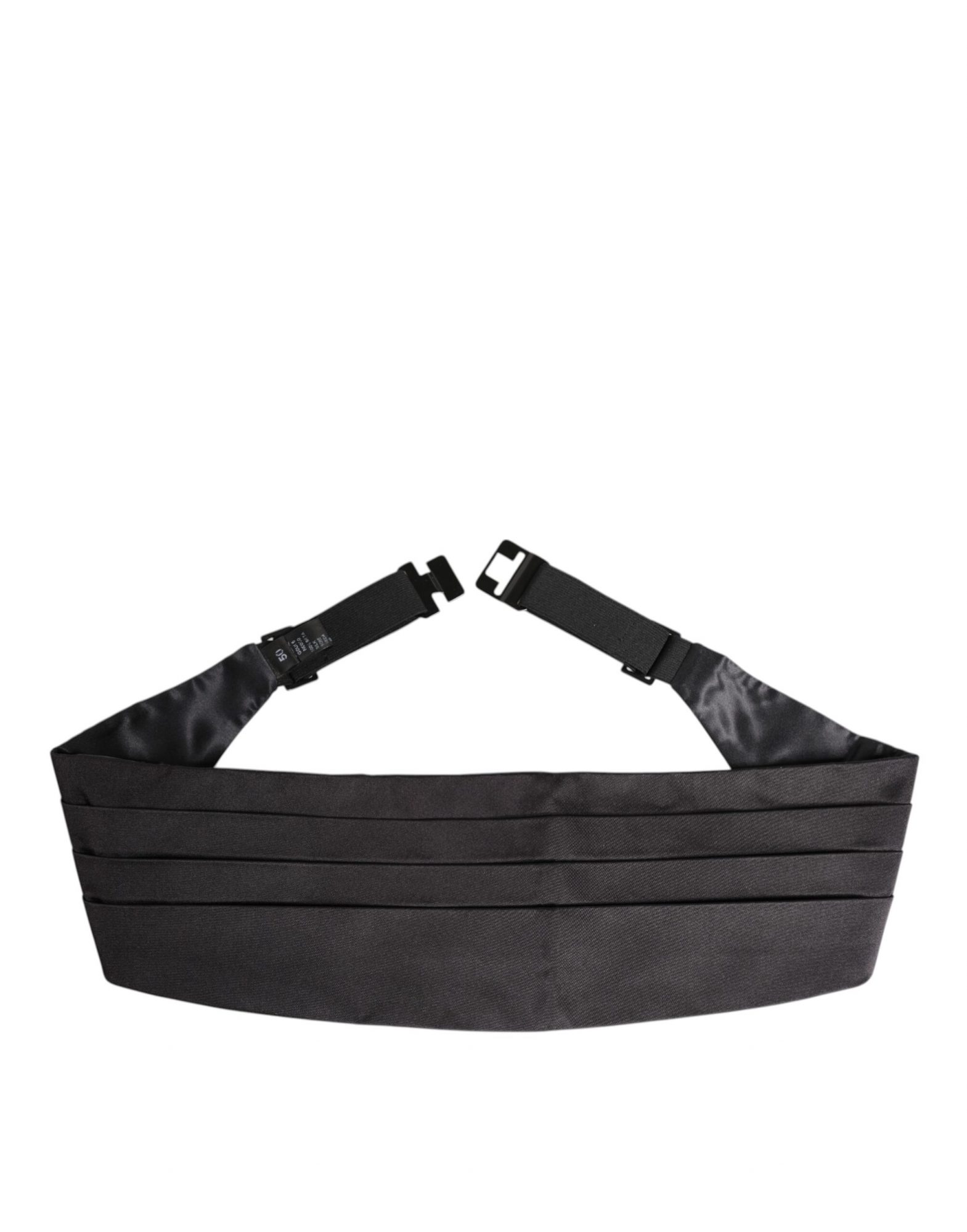 Dolce & Gabbana Schwarzer Herren 100% Seidengürtel Breite Taille Kummerbund