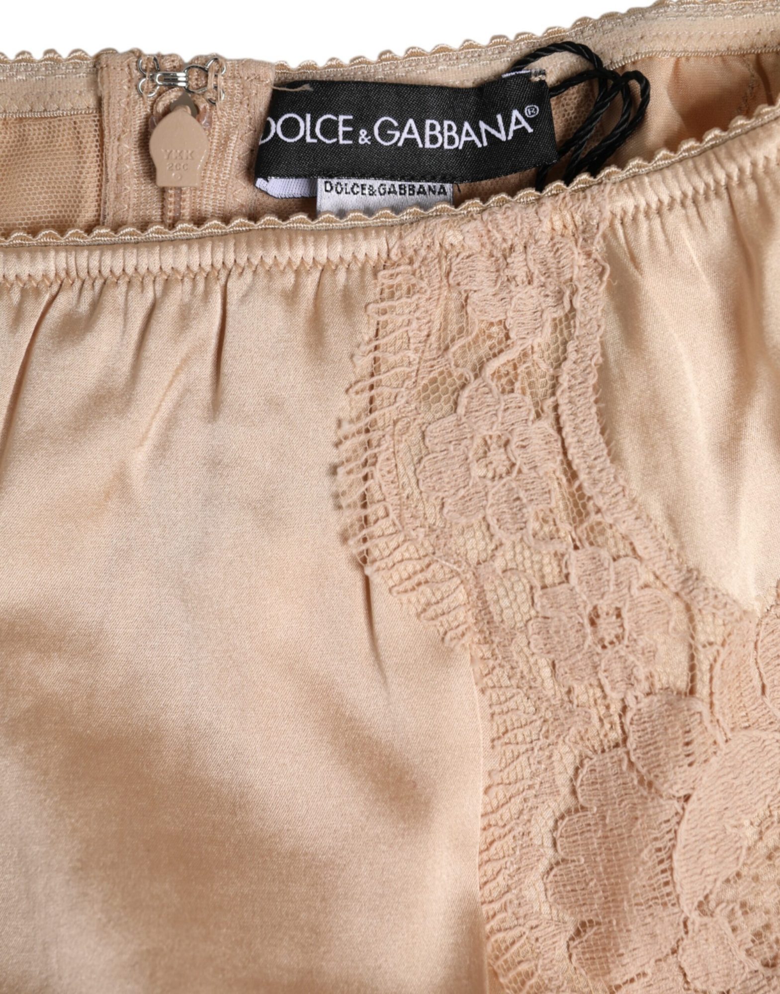 Dolce & Gabbana Beige Seidenspitze Hohe Taille Bikini Panty Unterwäsche – Bild 3